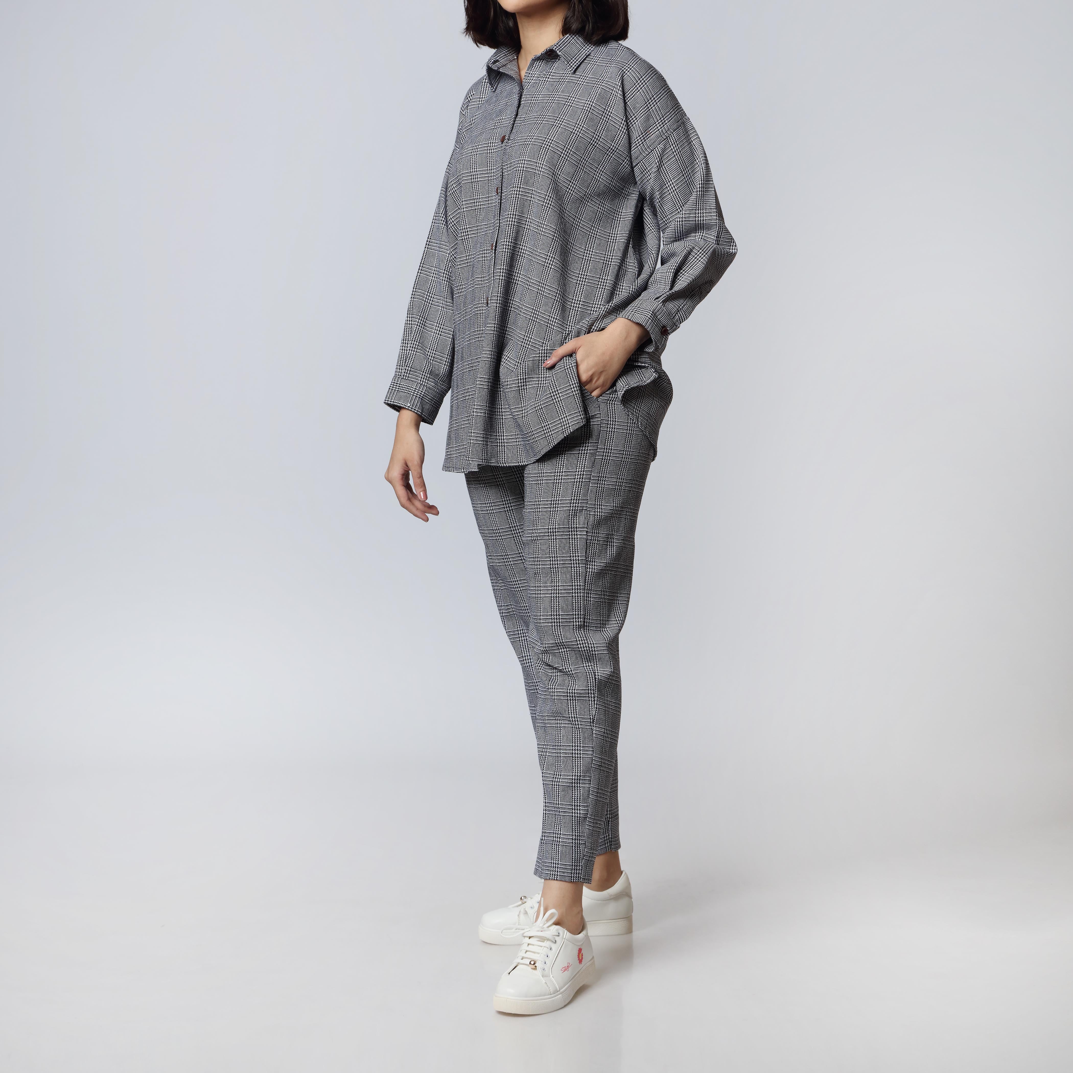 2PC- Flannel Checkered Shirt & Trouser PW2336 - Image 5
