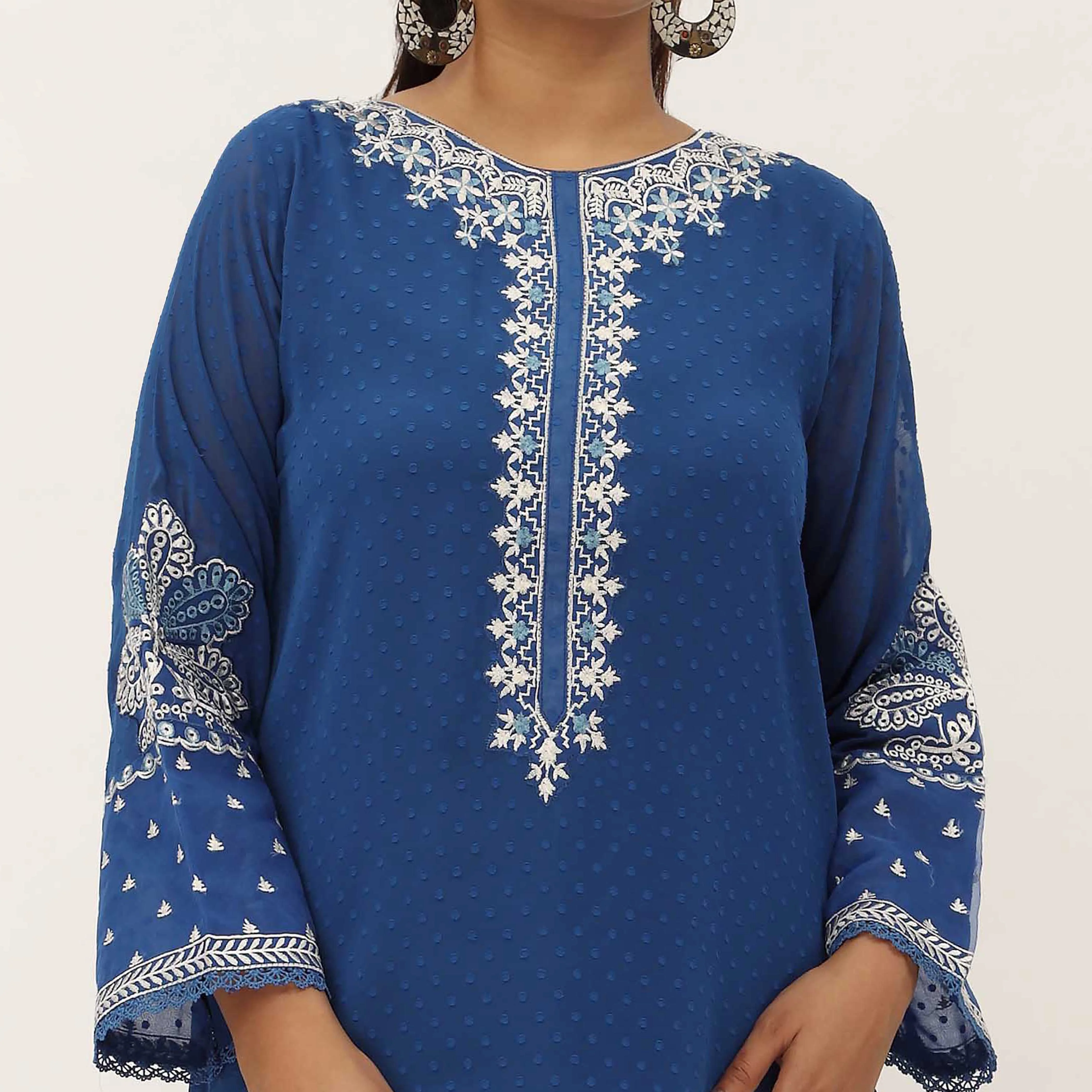 2PC- Georget Broshia Chiffon Suit PS5085 - Image 3