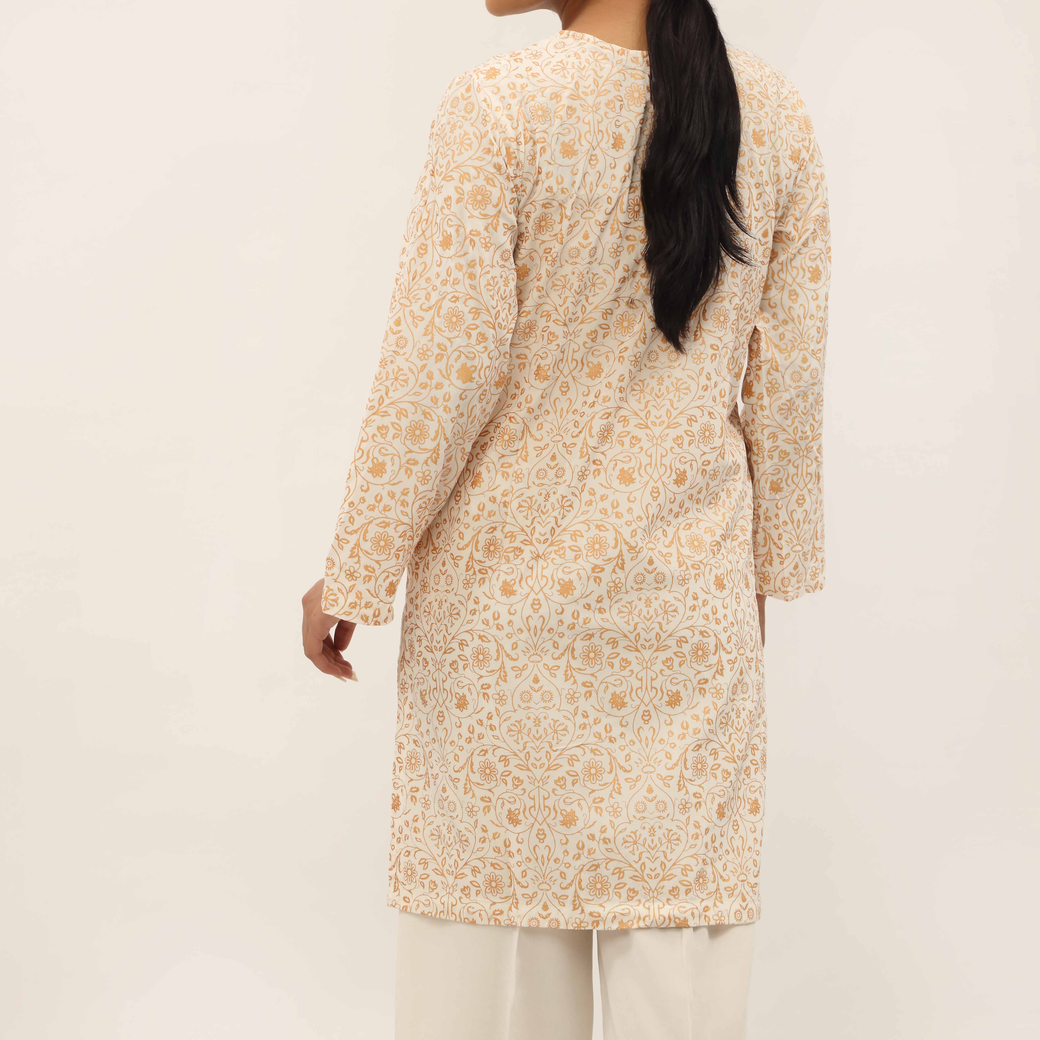 2PC- Gold Printed Raw Silk Suit PS5358 - Image 4