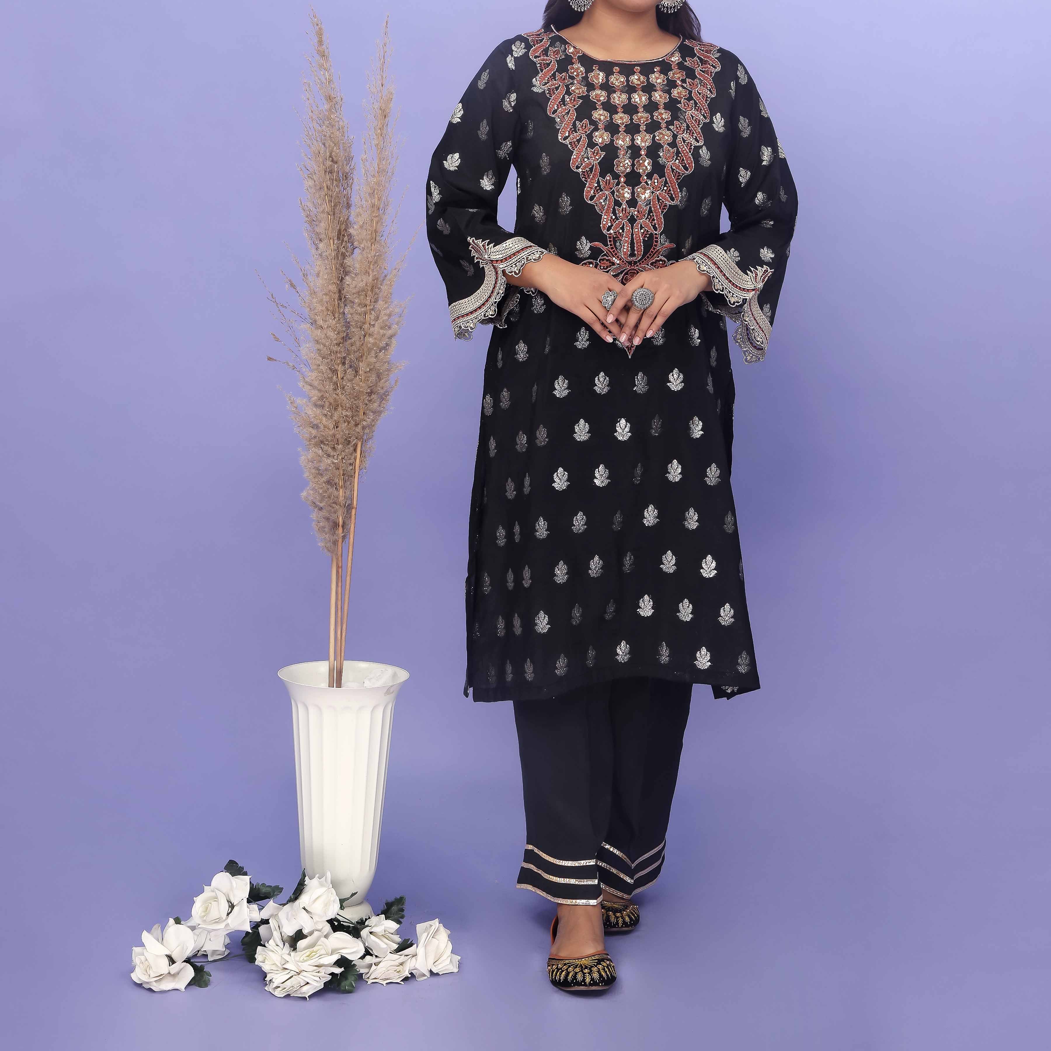 2PC- Jaquard Shirt & Grip Silk Trouser PS4908 - Image 2