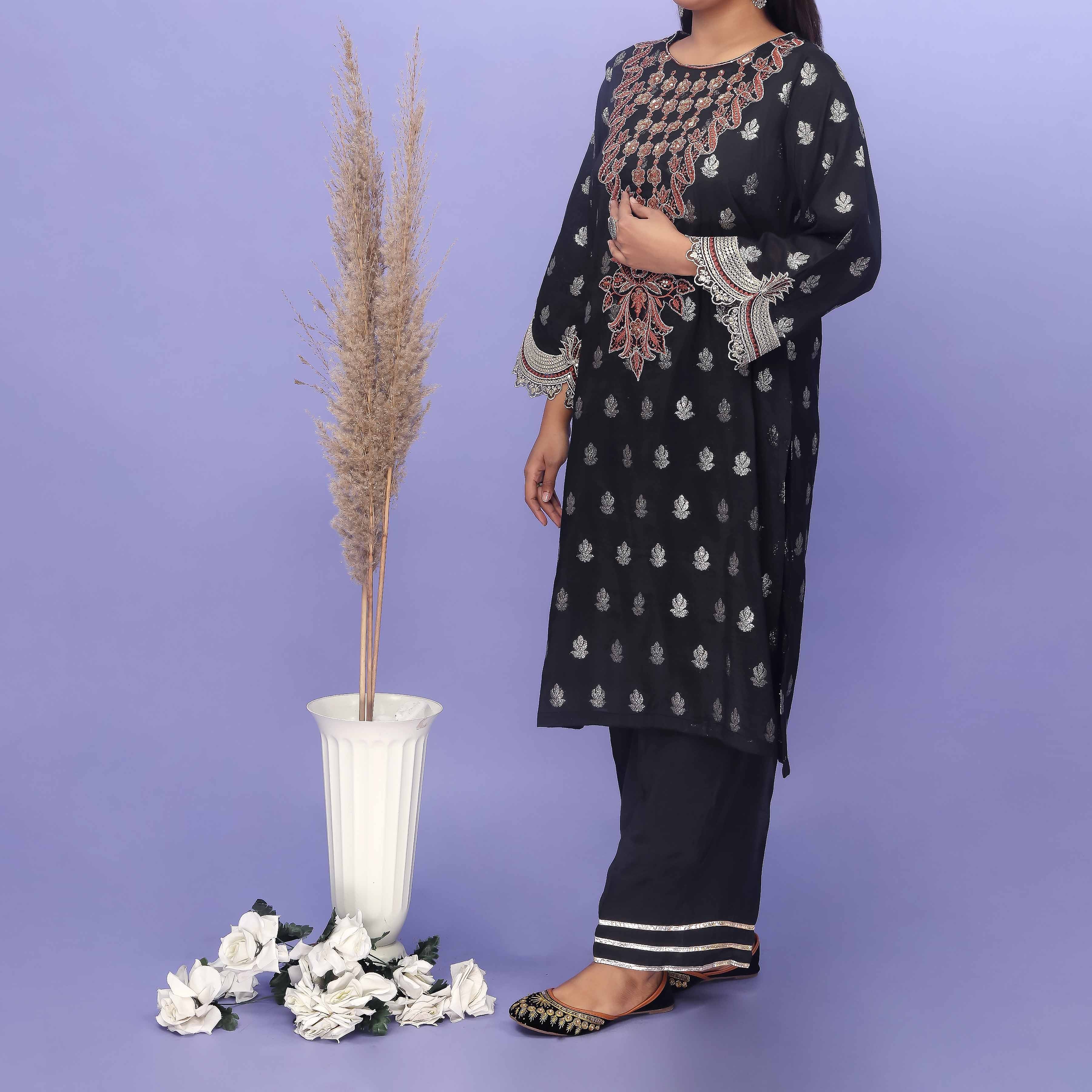 2PC- Jaquard Shirt & Grip Silk Trouser PS4908 - Image 3