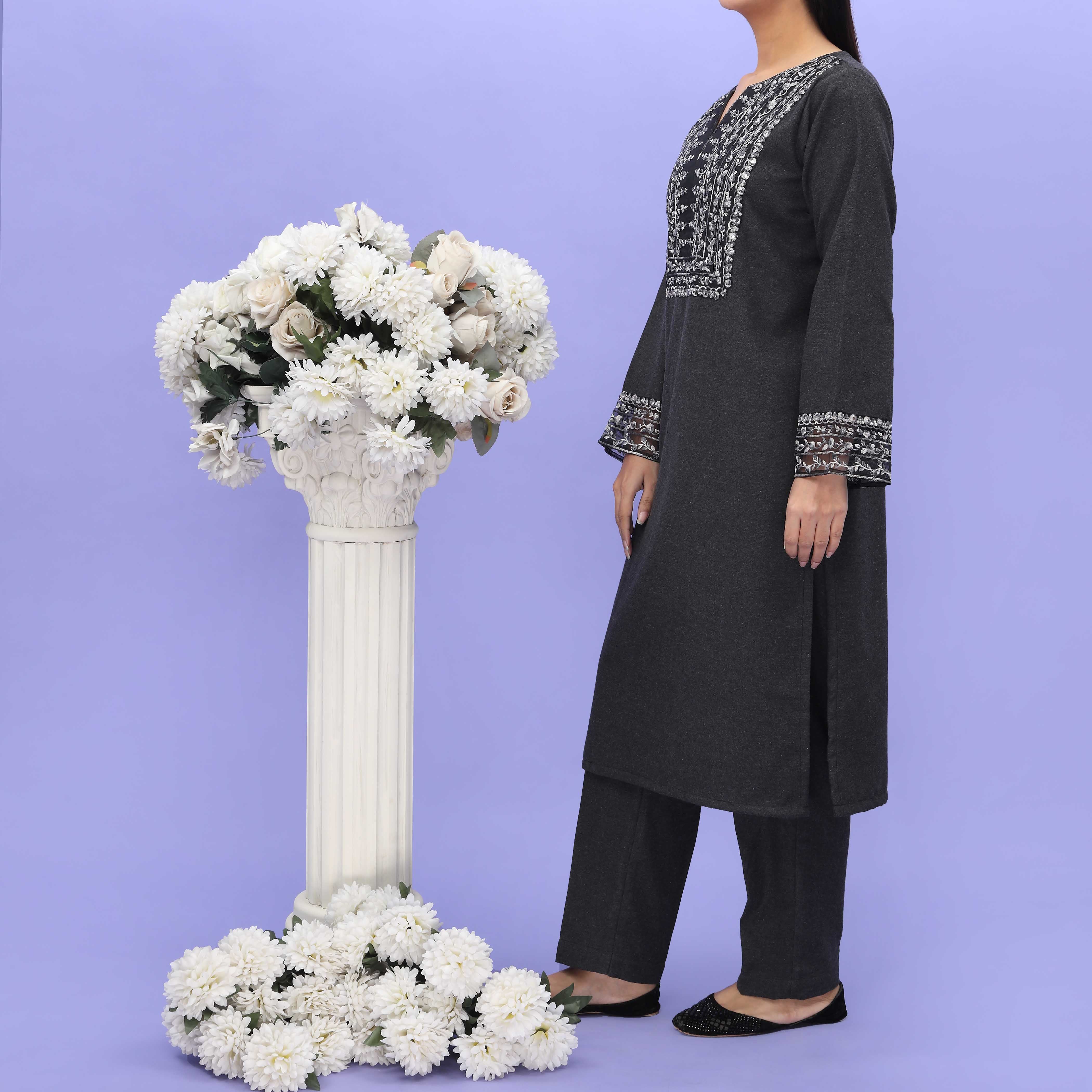 2PC- Khaddar Co-ord Set PW4196 - Image 2