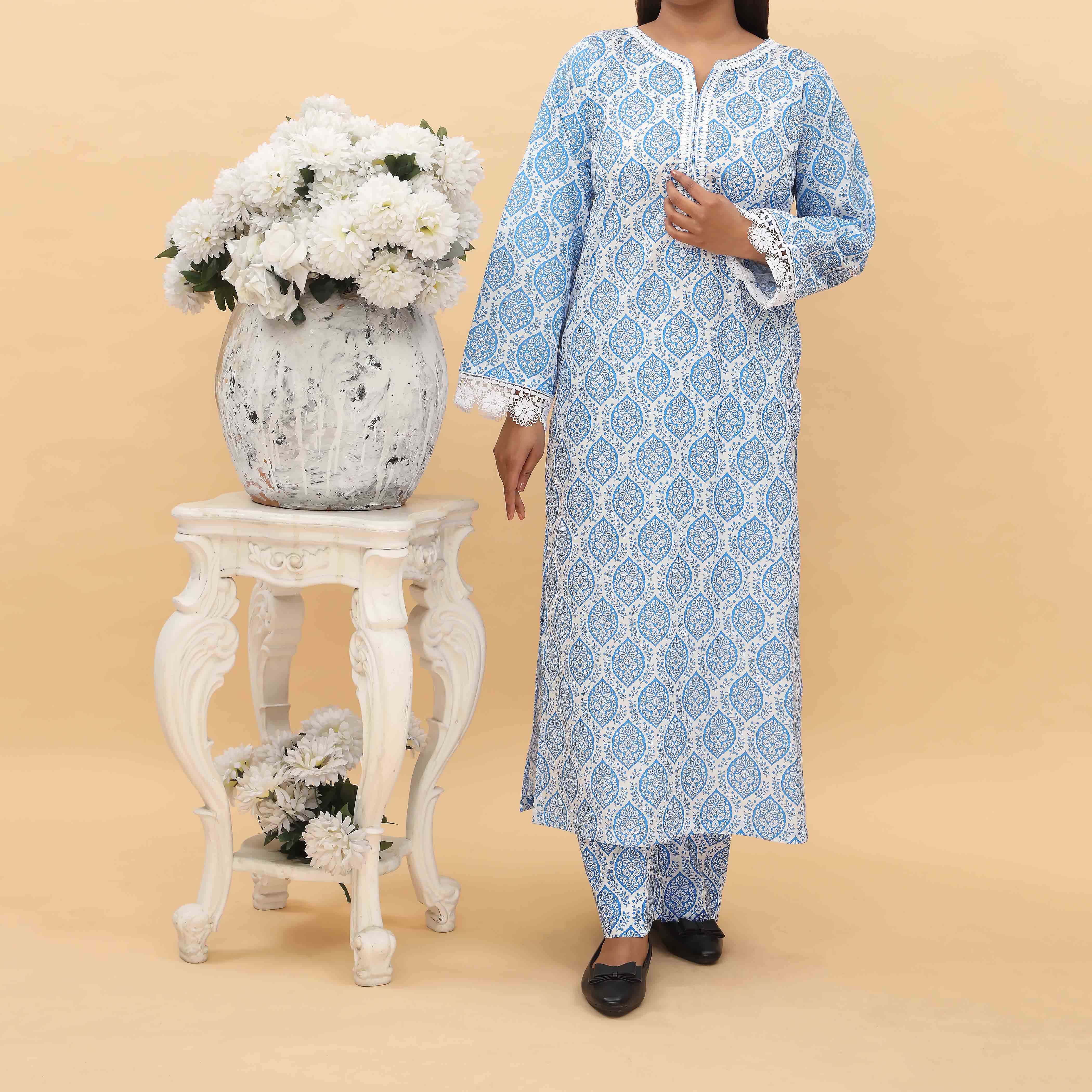 2PC- Printed Cambric Cord Set PS5026