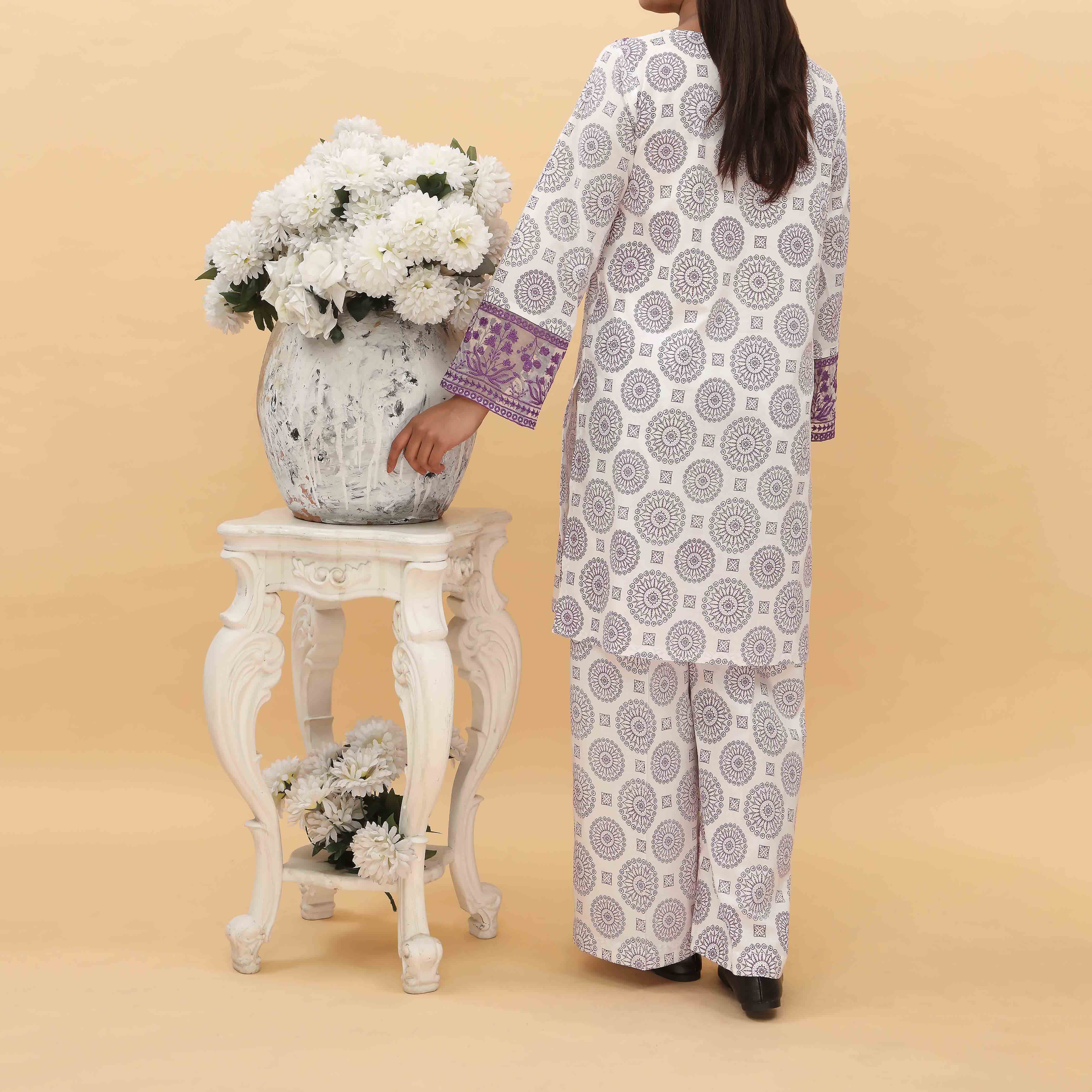 2PC-  Printed Cambric Cord Set PS5049 - Image 3