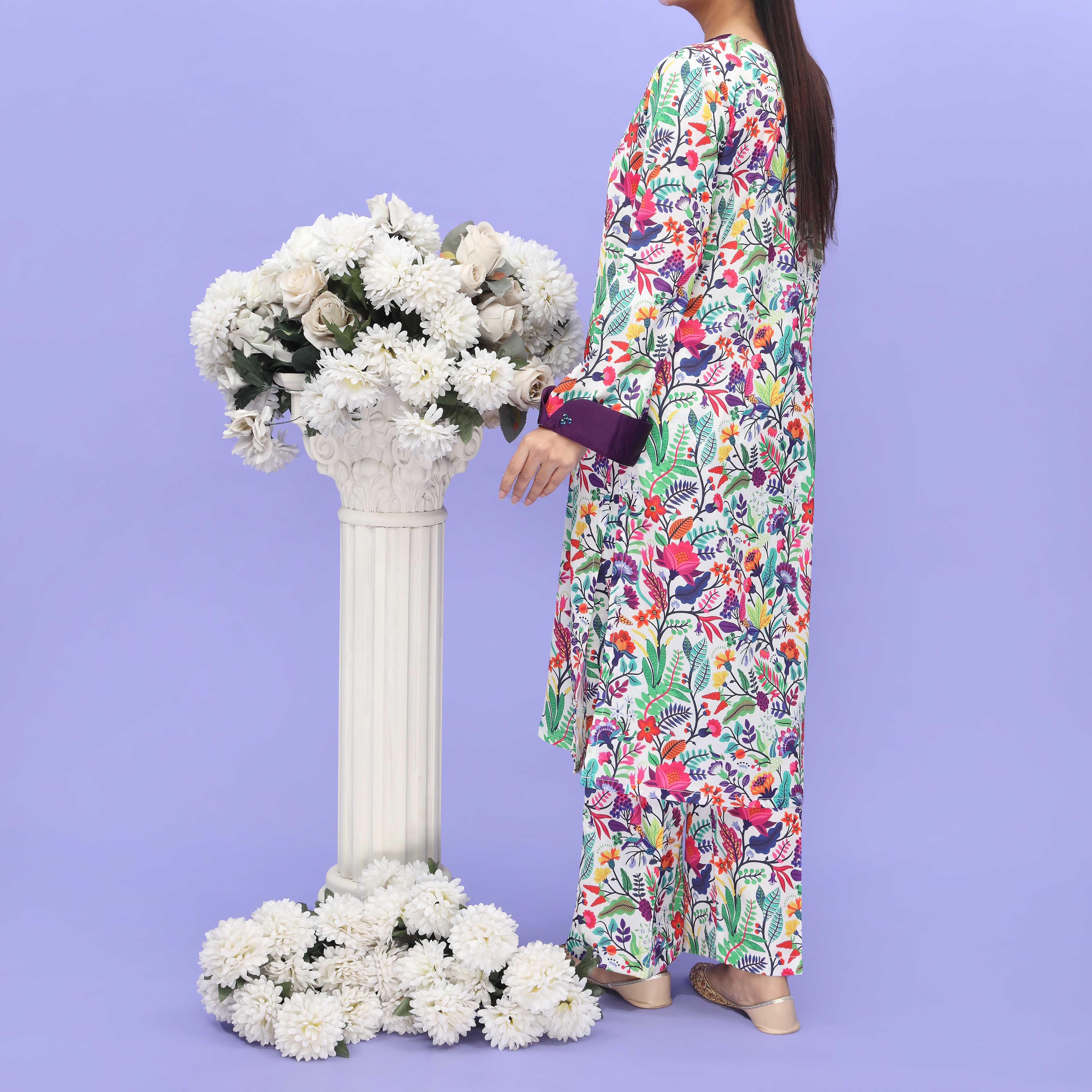 2PC- Printed Grip Silk Co-ord Set PS5013 - Image 3