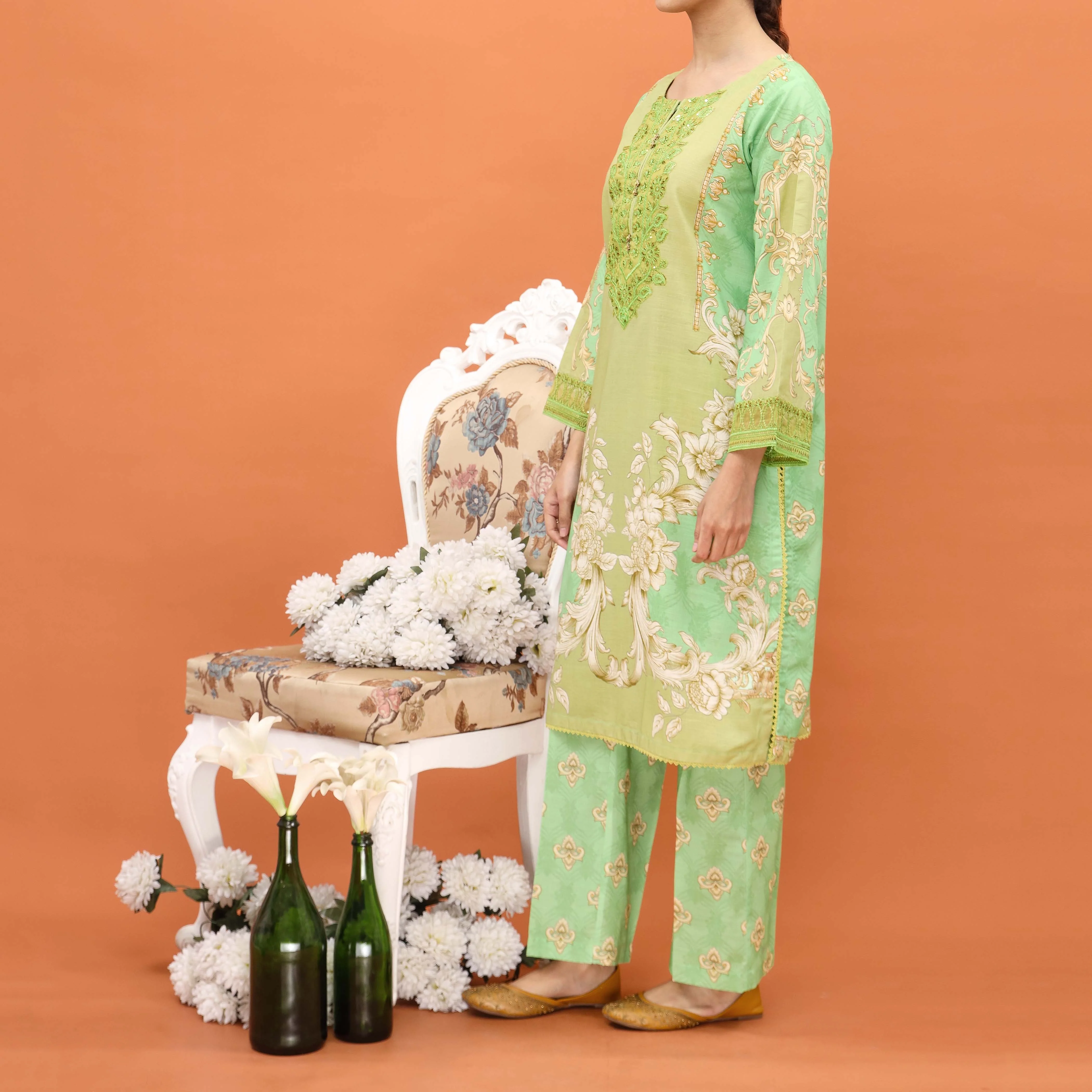 2PC- Printed Khaddar Co-ord Set PW4176 - Image 2