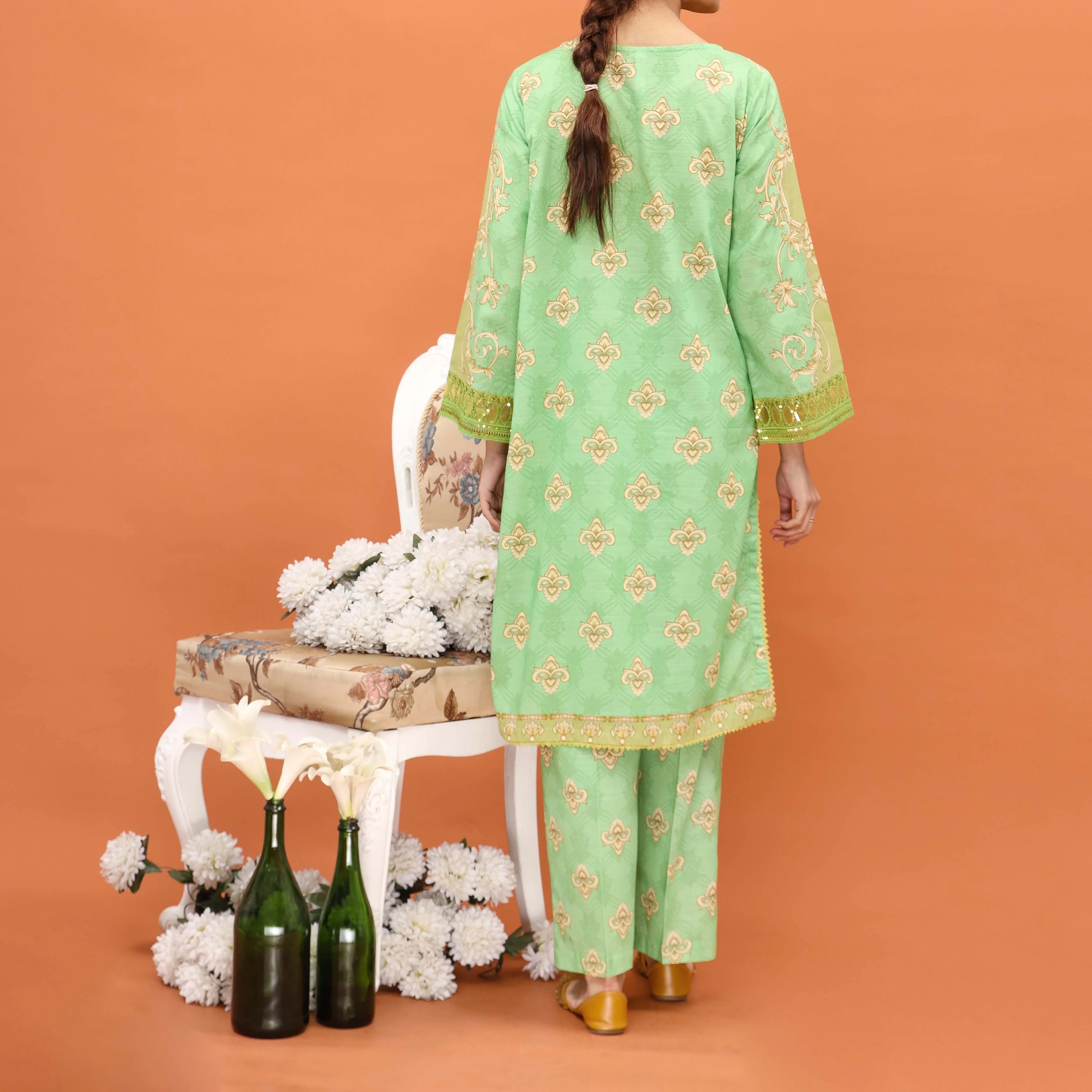 2PC- Printed Khaddar Co-ord Set PW4176 - Image 3