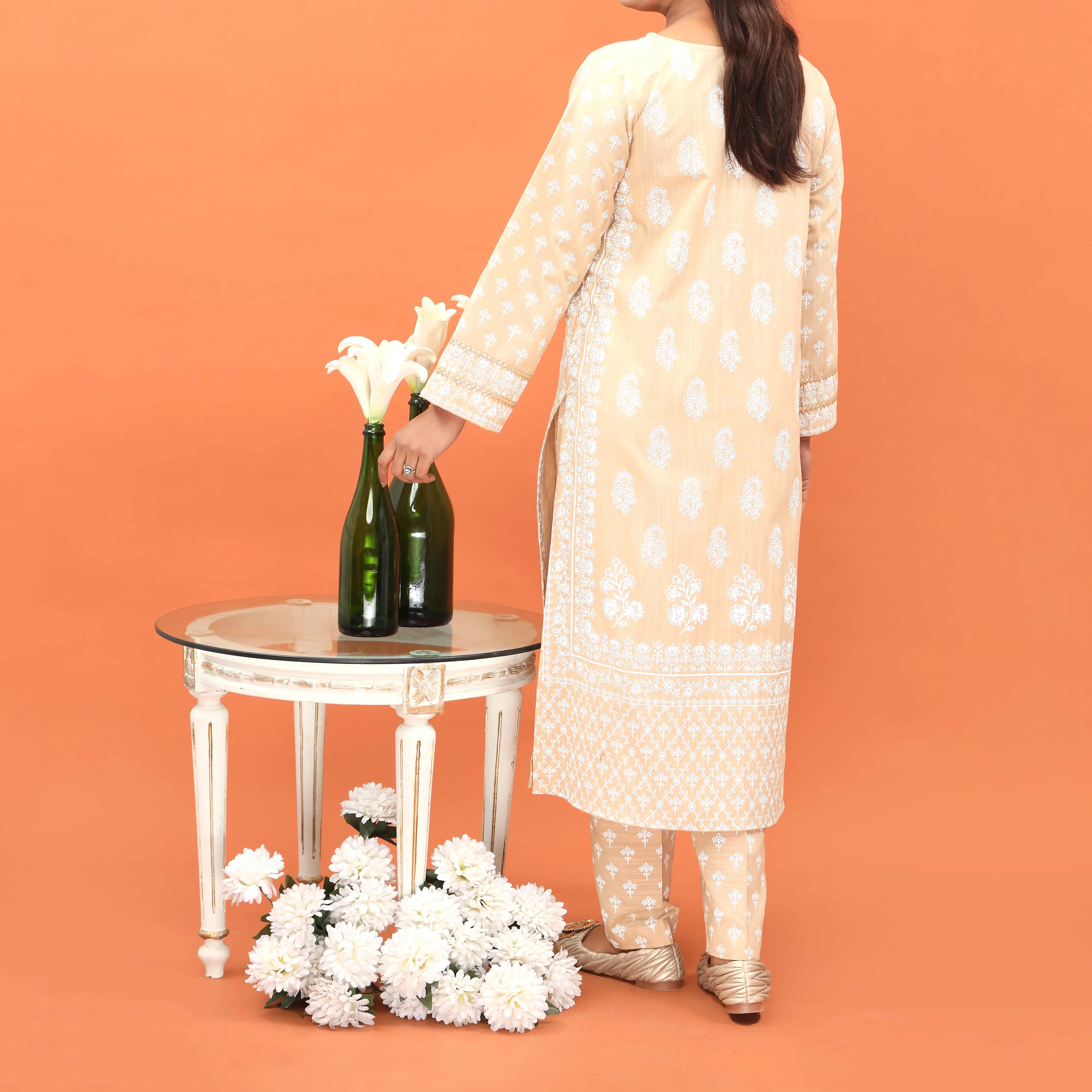 2PC- Printed Khaddar Co-ord Set PW4244 - Image 3