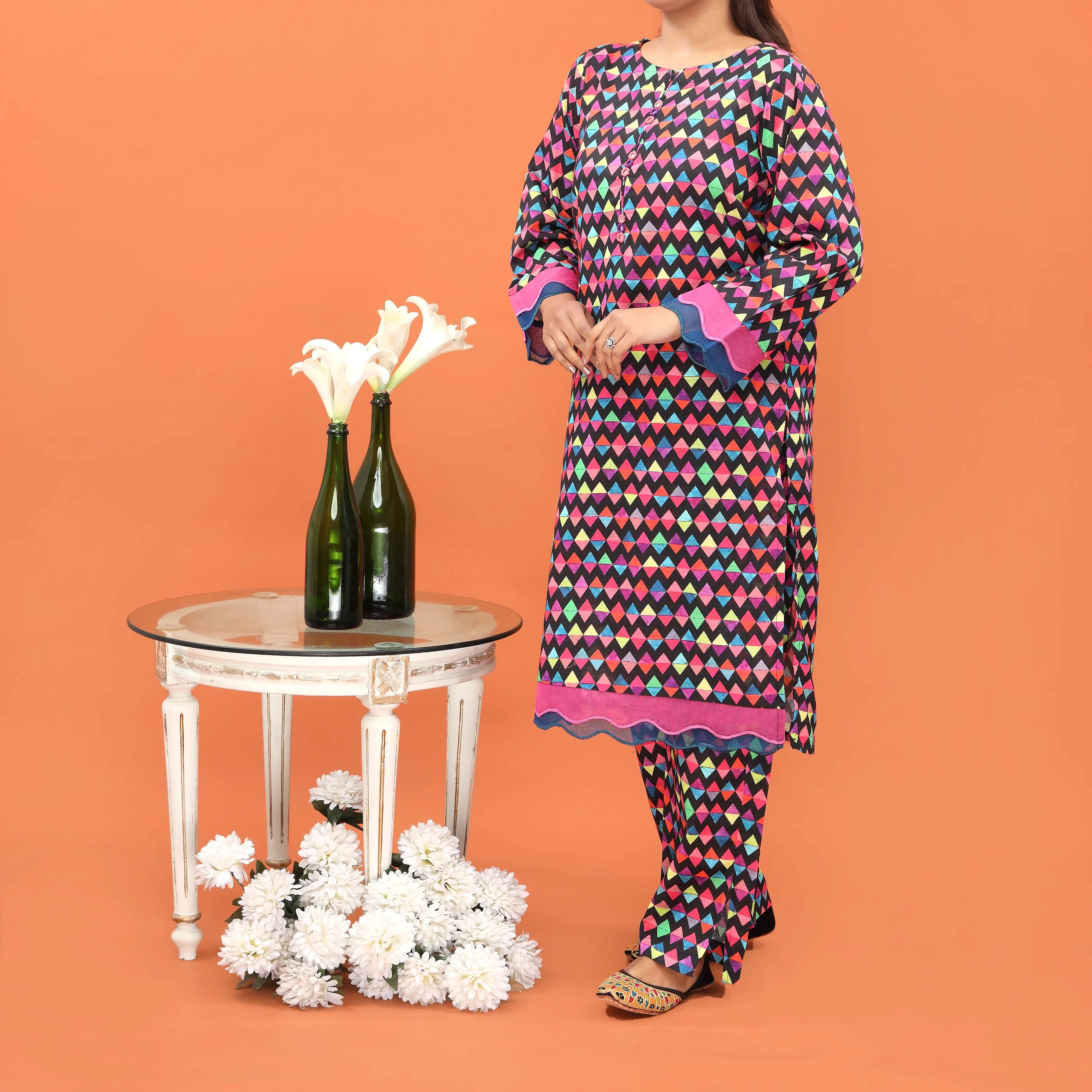 2PC- Printed Khaddar Co-ord Set PW4245 - Image 2
