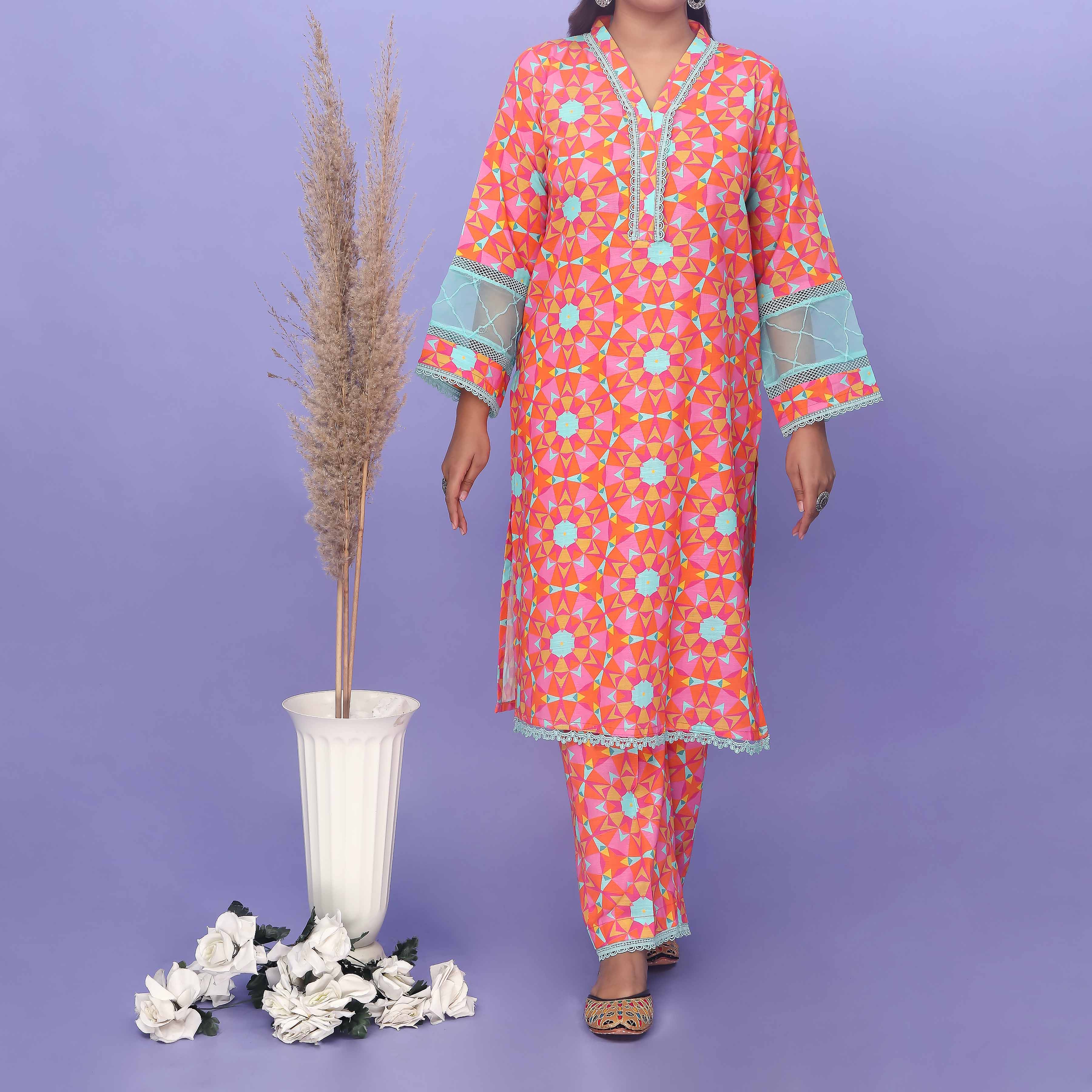 2PC- Printed Khaddar Co-ord Set PW4189