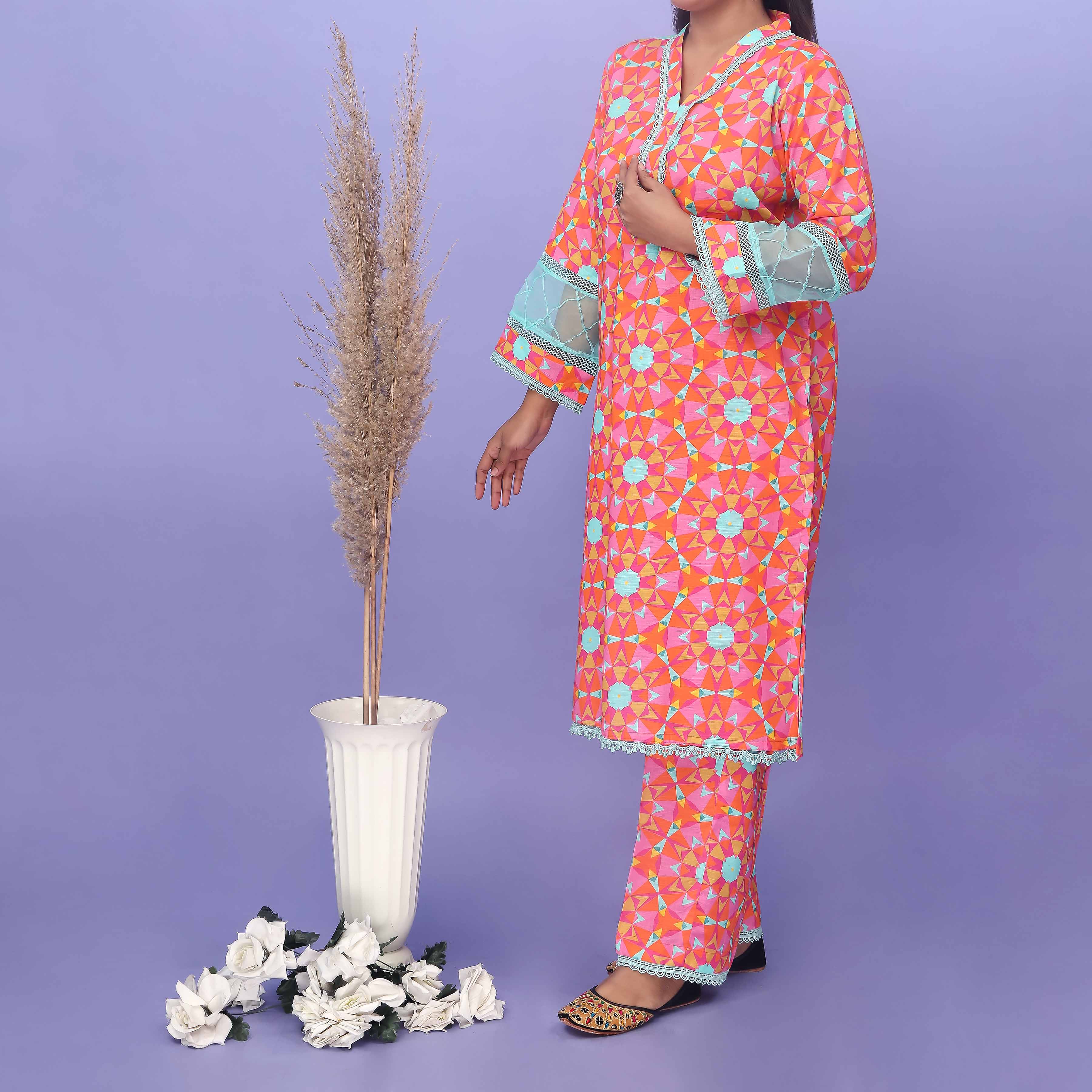 2PC- Printed Khaddar Co-ord Set PW4189 - Image 2