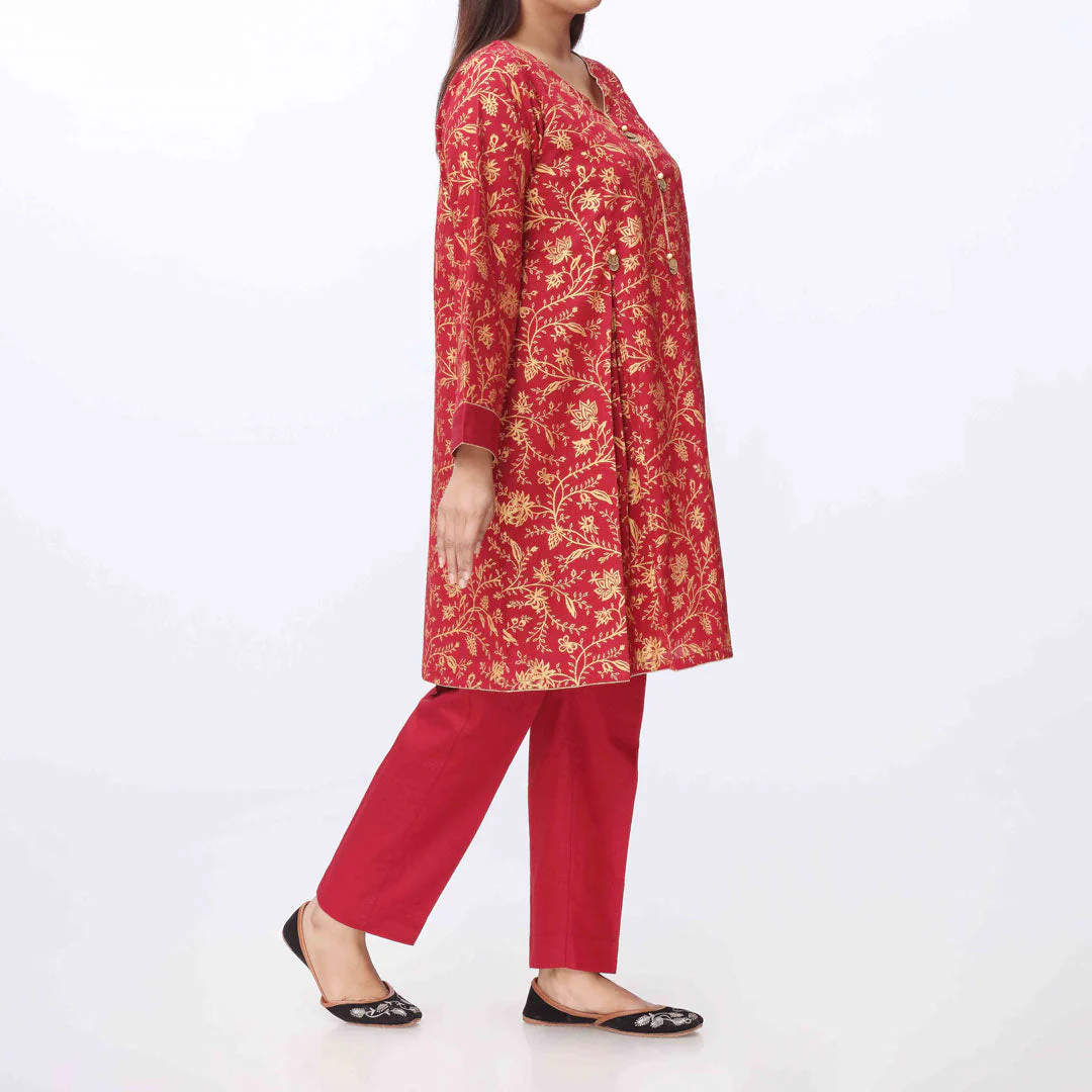 2PC- Printed Khaddar Shirt & Trouser PW3272 - Image 2