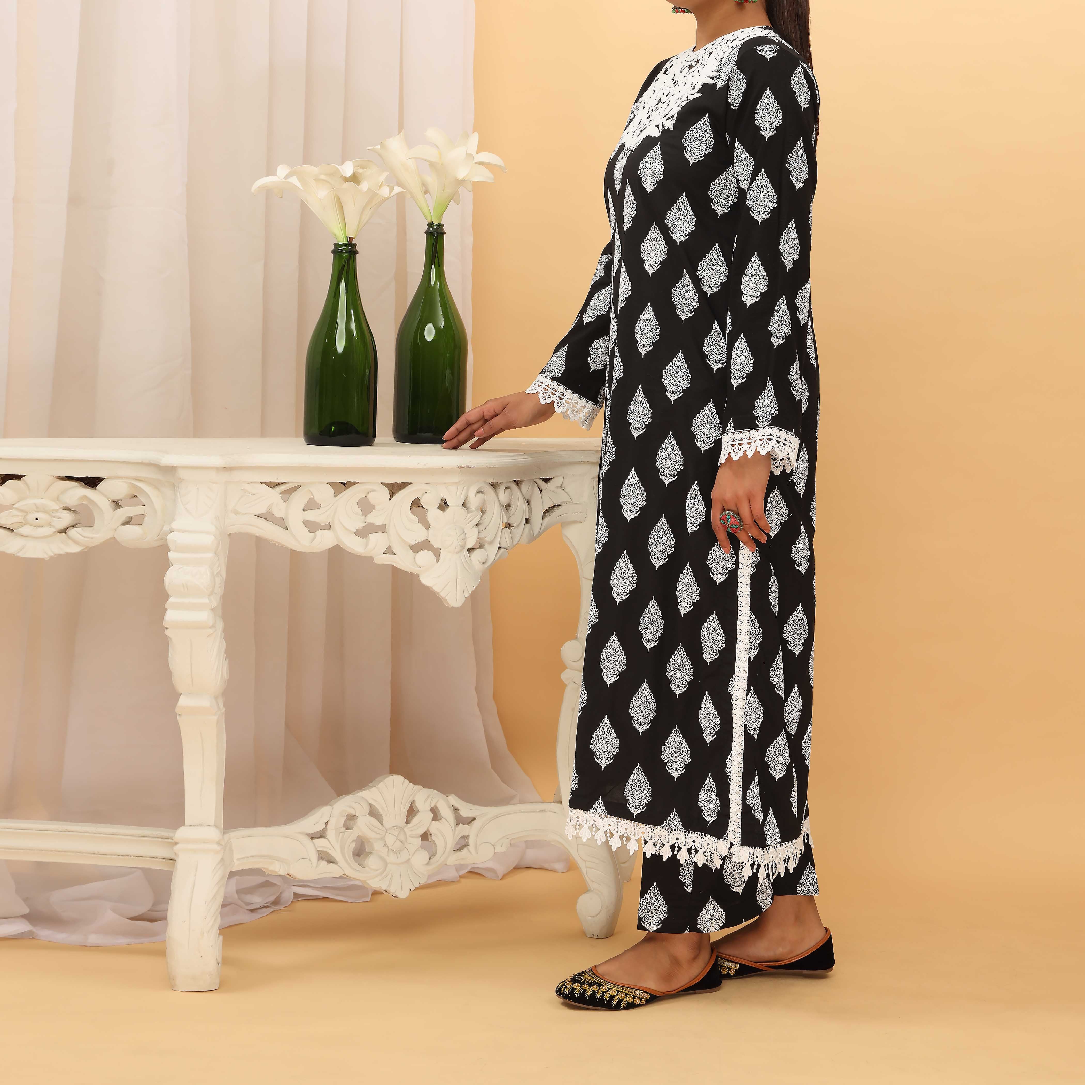 2PC- Puff Printed Cambric Suit PS5094 - Image 2