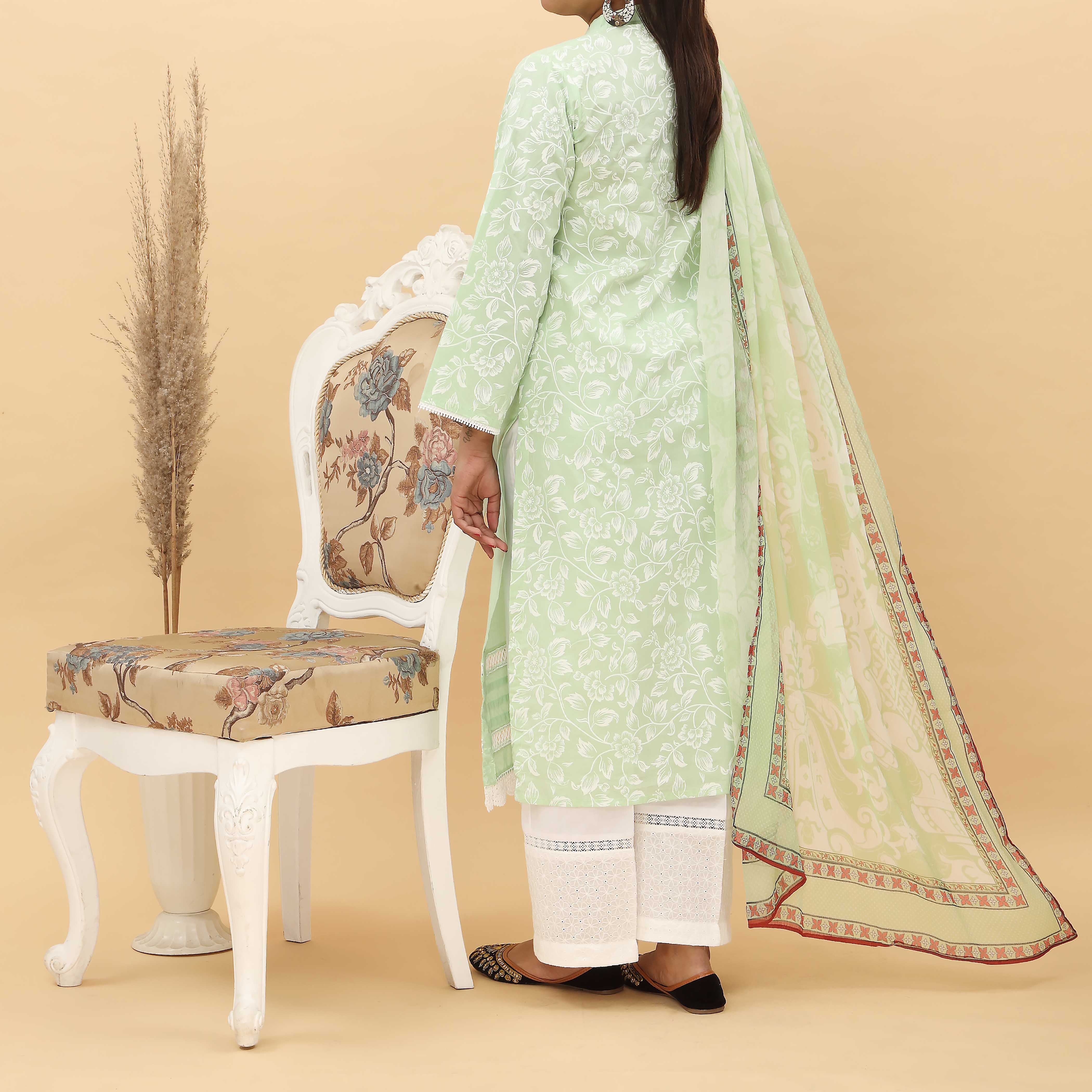 2PC- Puff Printed Cotton Cambric Suit PS5136 - Image 3