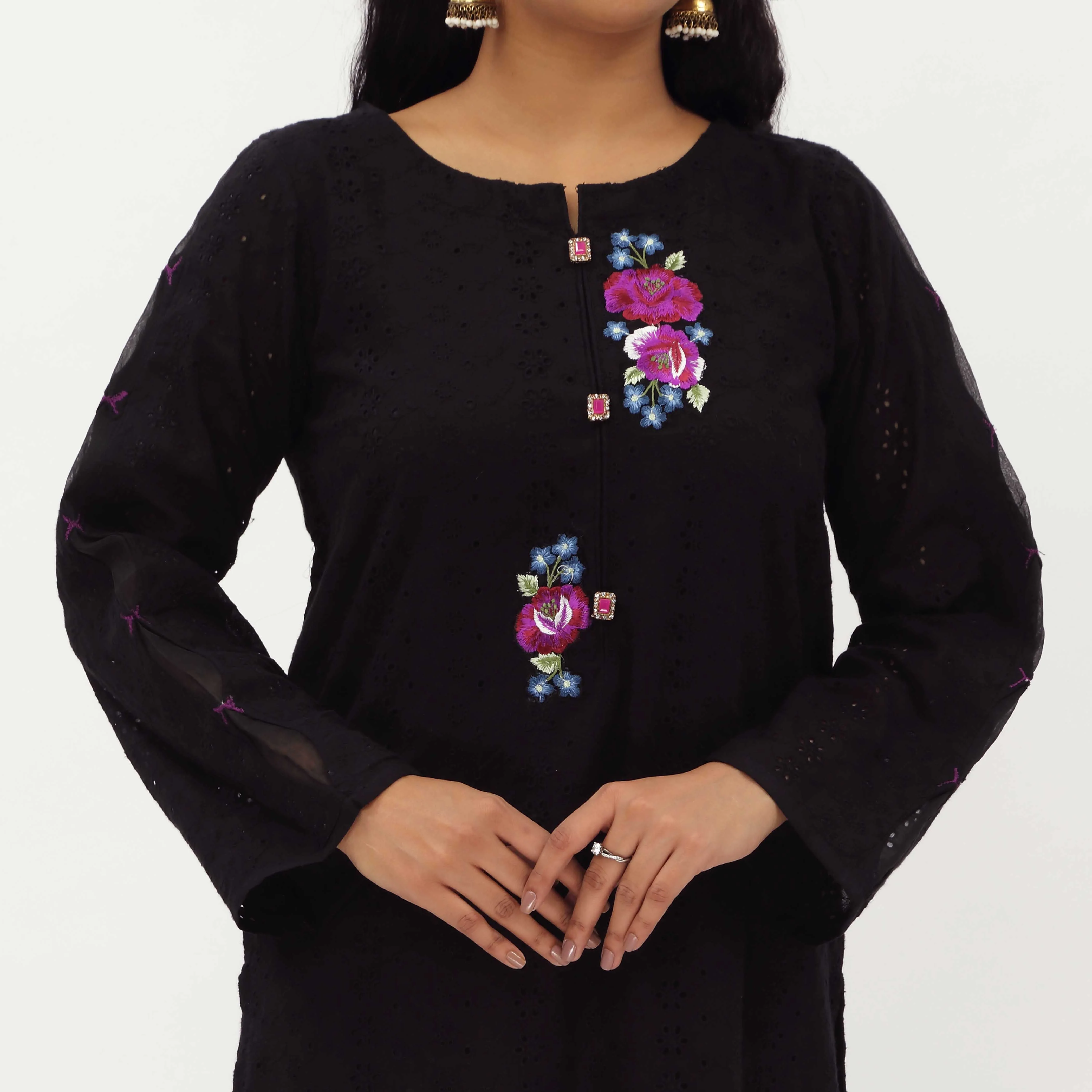 2PC- Schiffli Chikankari Lawn Suit PS5282 - Image 2