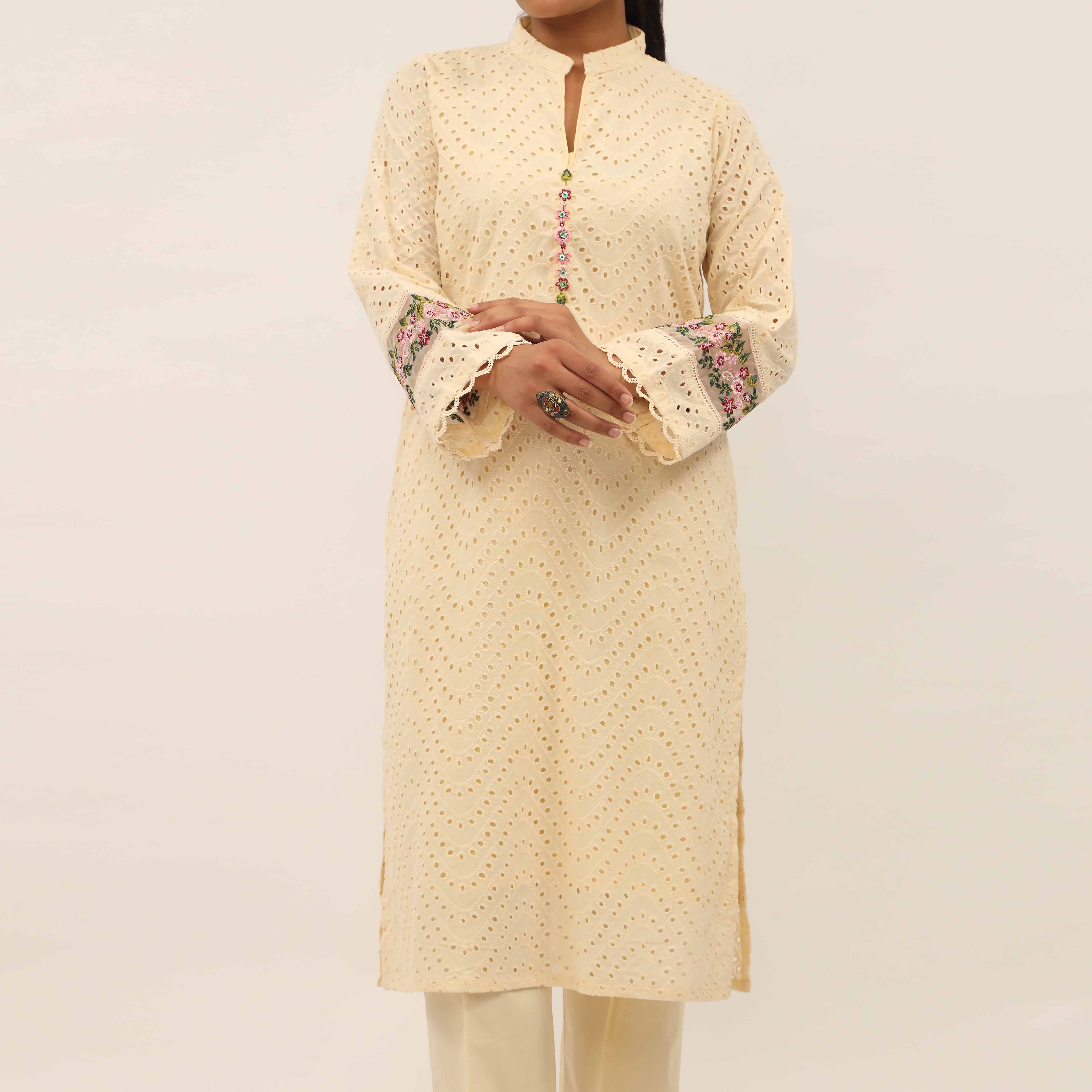 2PC- Schiffly Chikankari Lawn Suit PS5297 - Image 2