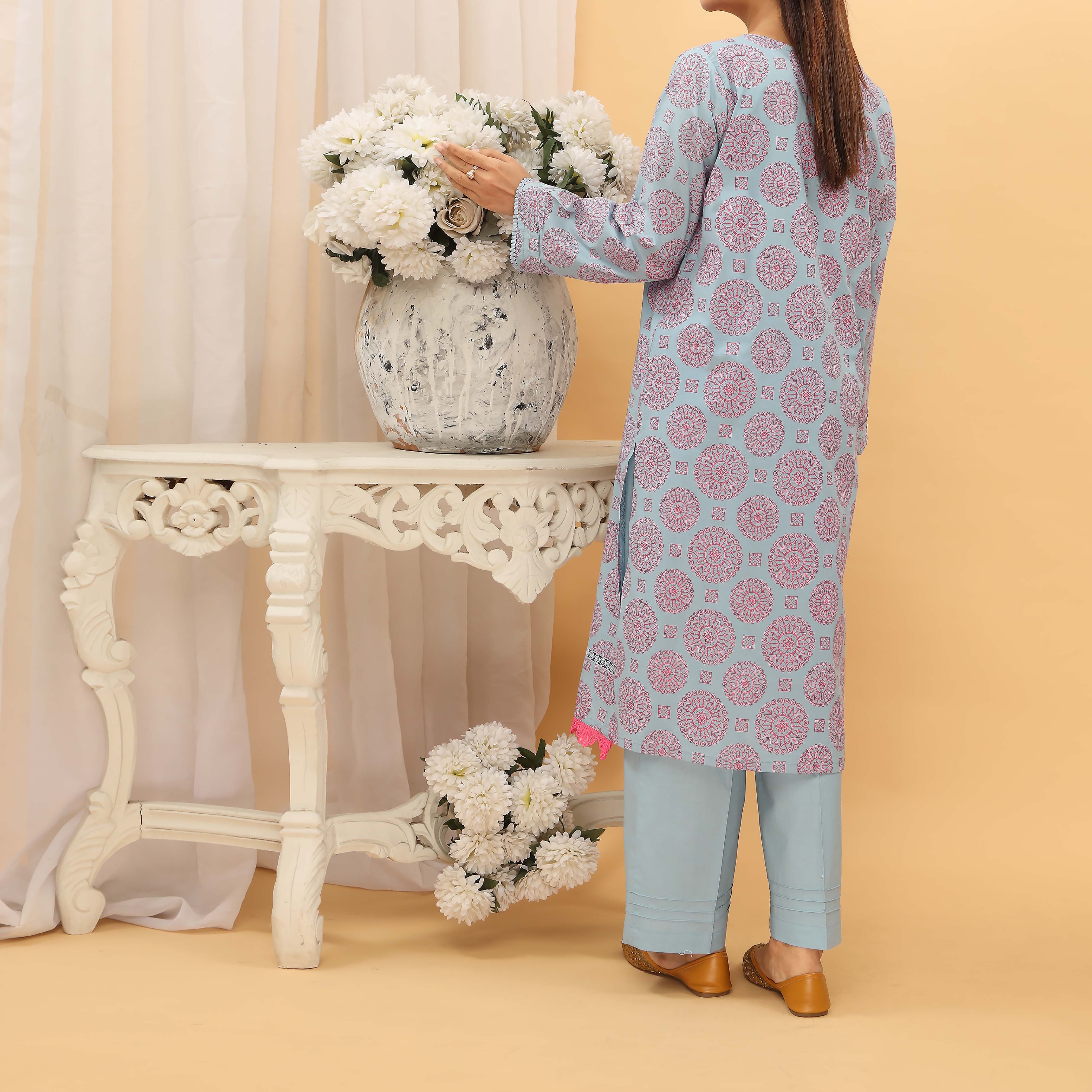 2PC- Screen Printed Cambric Suit PS5031 - Image 3