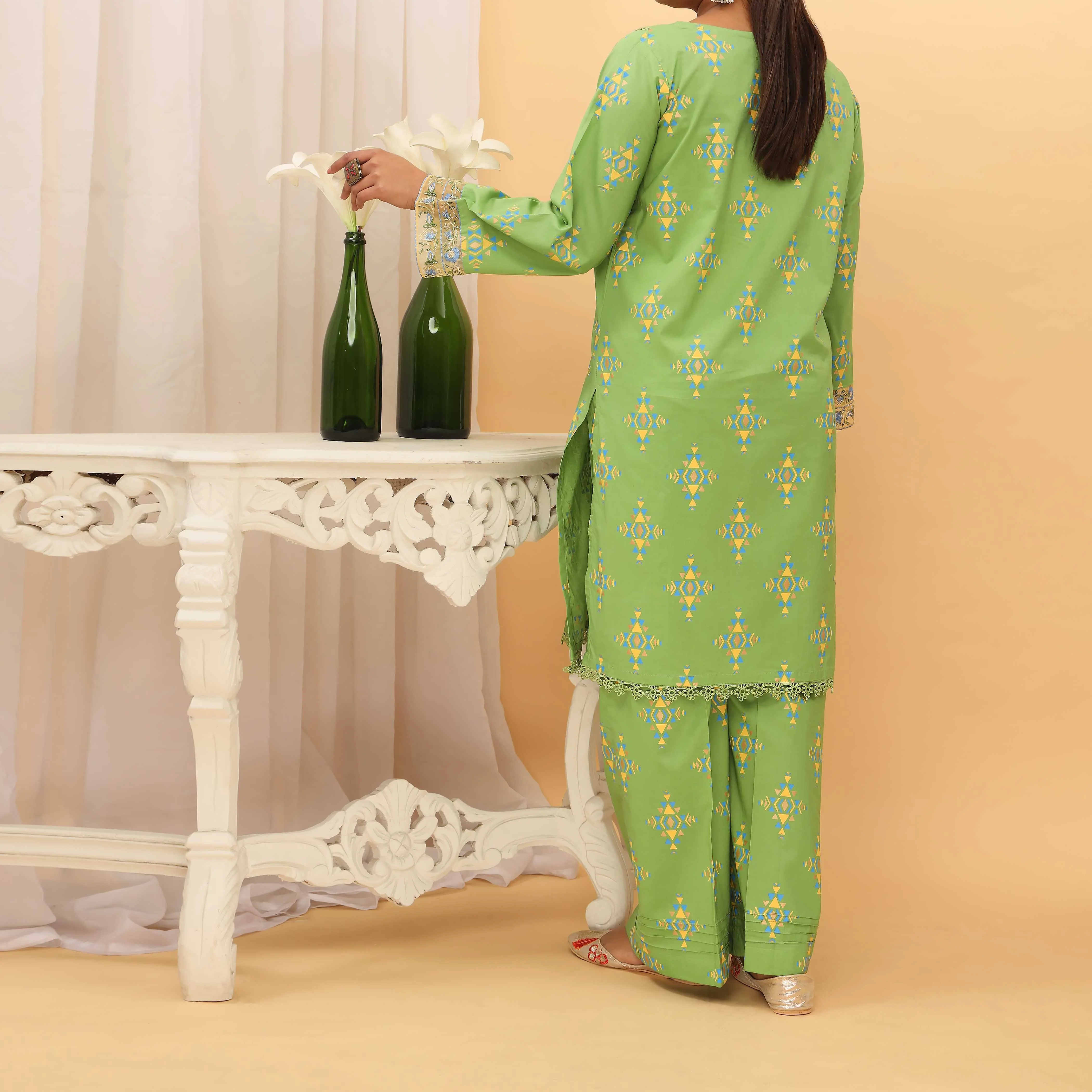 2PC- Screen Printed Cambric Suit PS5083 - Image 3