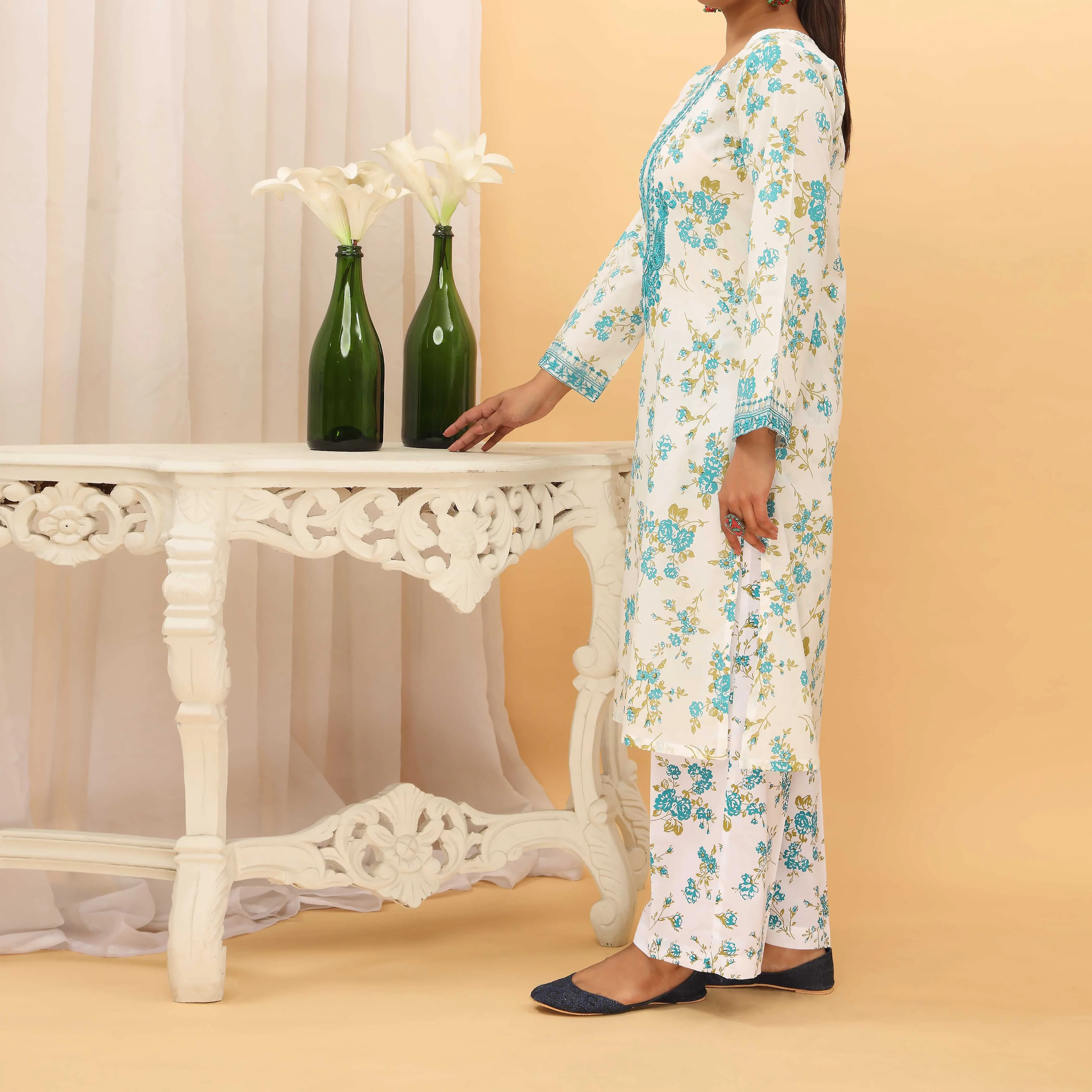 2PC- Screen Printed Cambric Suit PS5110 - Image 2