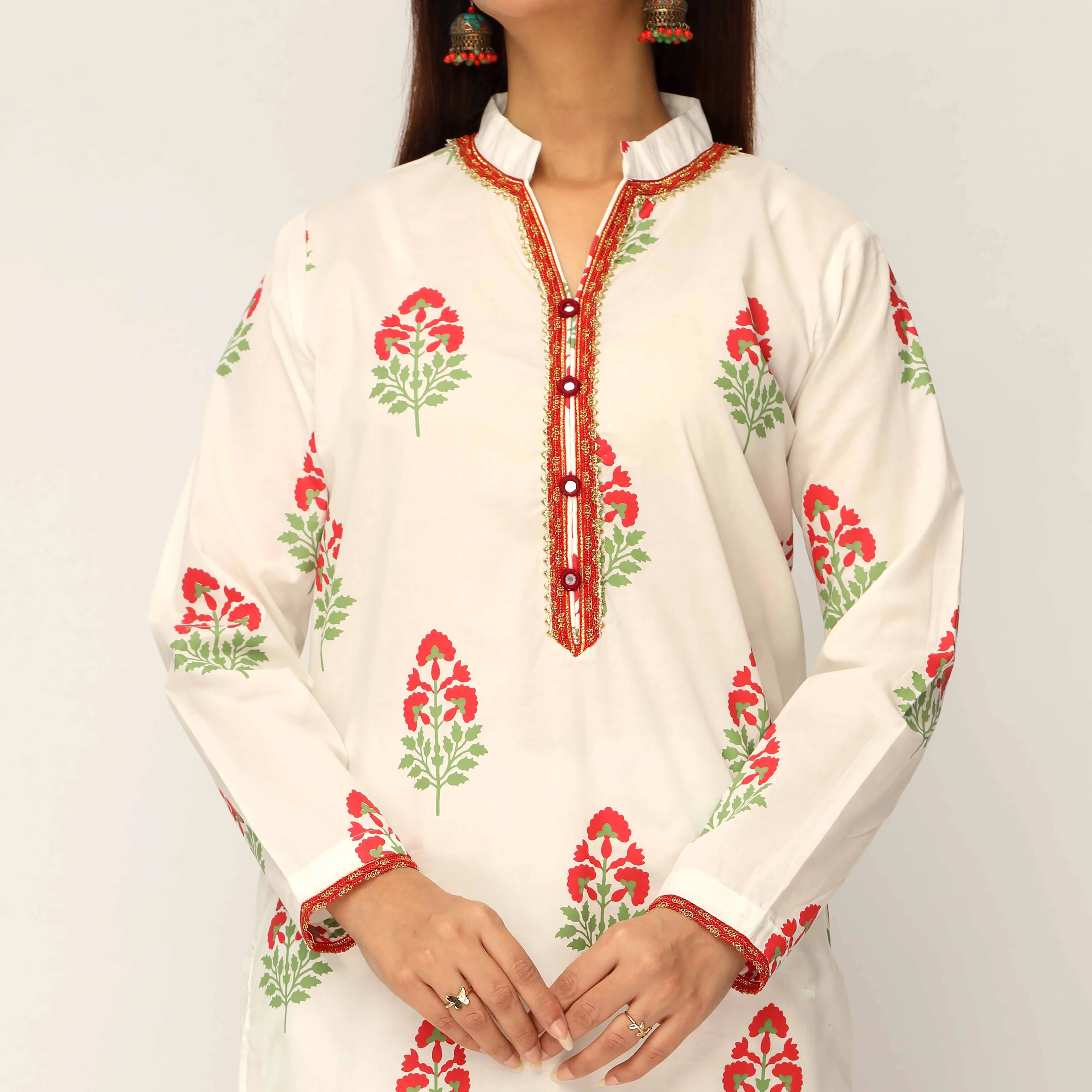 2PC- Screen Printed Cotton Cambric Suit PS5105 - Image 2