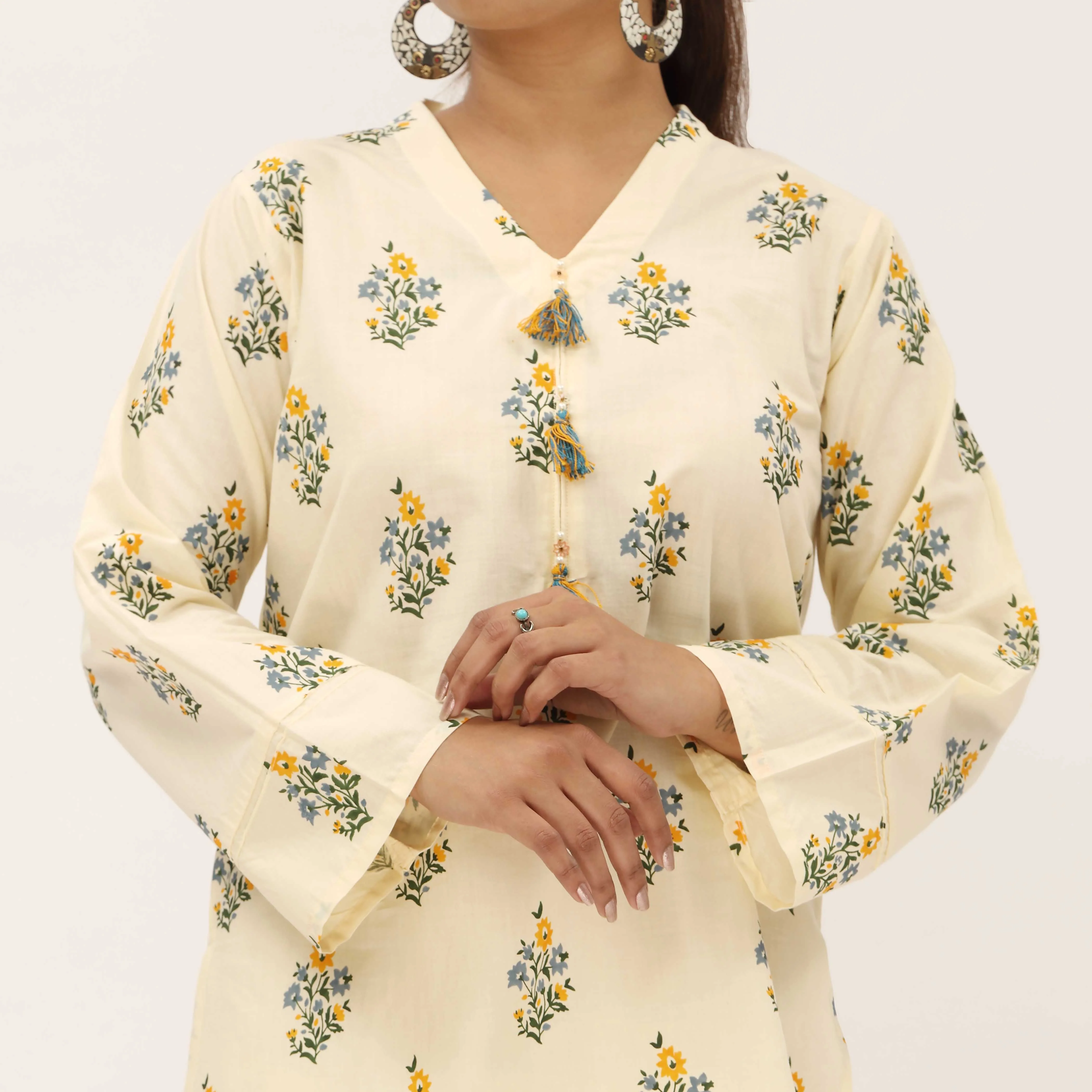 2PC- Screen Printed Cotton Cambric Suit PS5333 - Image 3