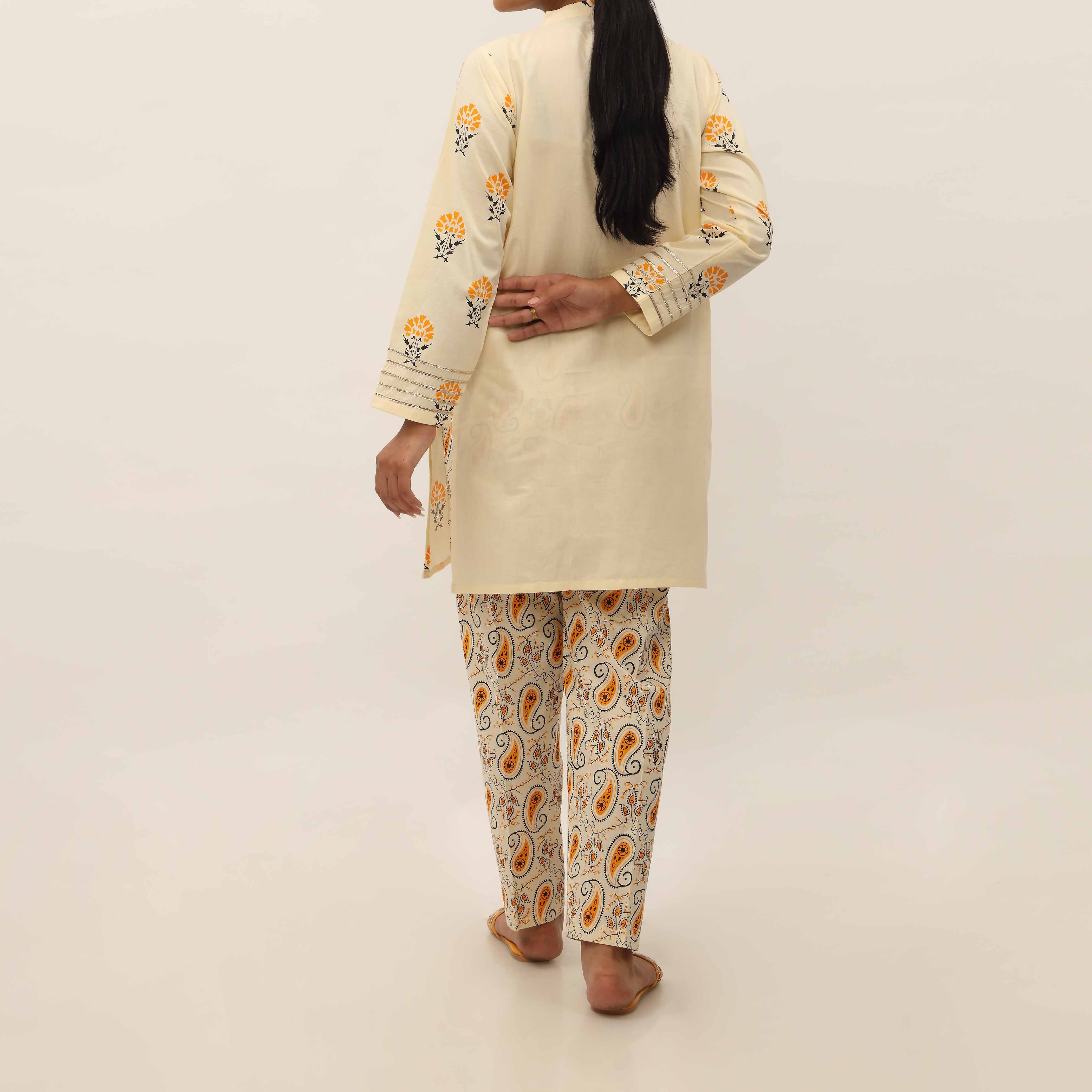 2PC- Screen Printed Cotton Cambric Suit PS5355 - Image 4