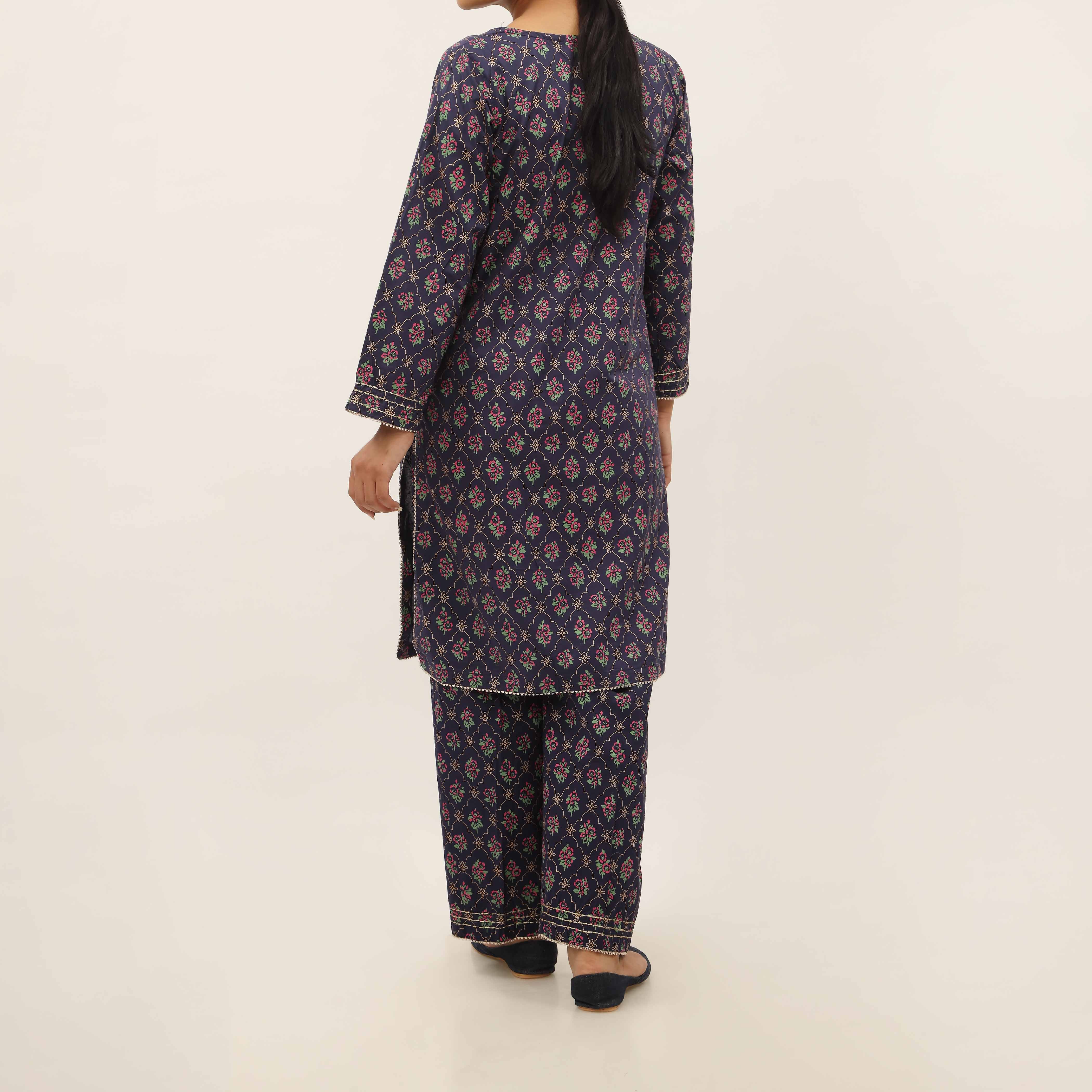 2PC- Screen Printed Cotton Cambric Suit PS5359 - Image 4