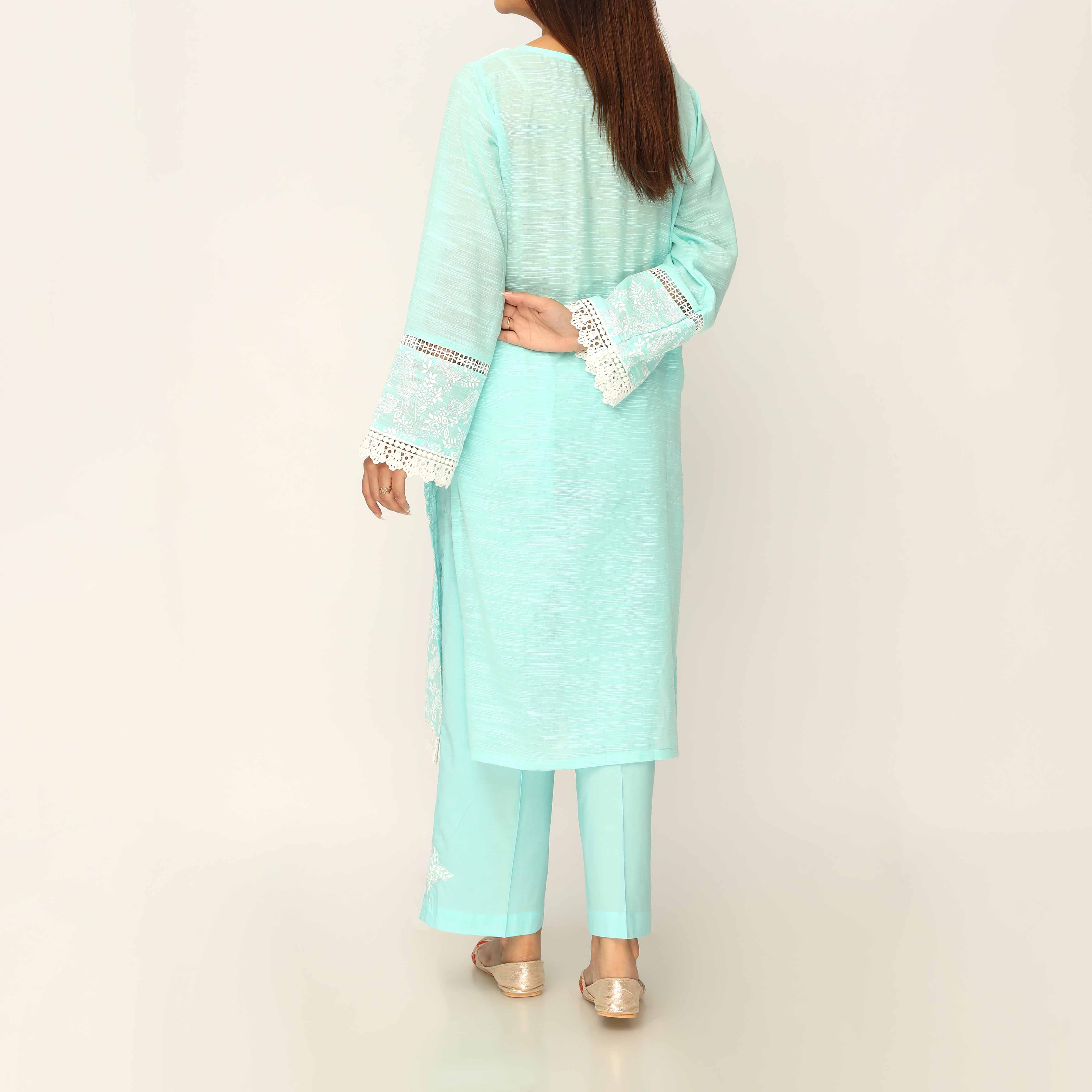 2PC- Screen Printed Slub Lawn Suit PS5051 - Image 5