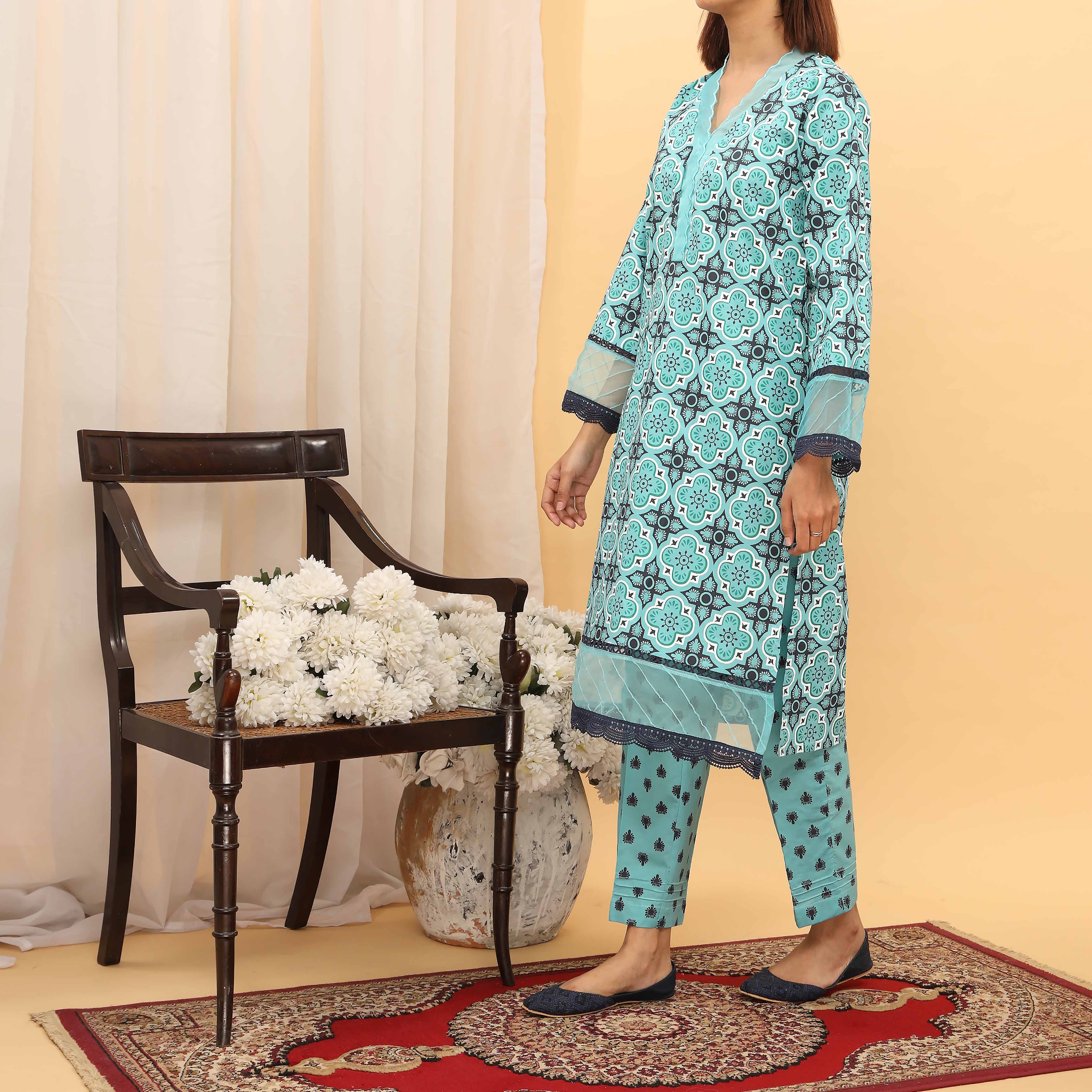 2PC- Screen Printed Suit PS5087 - Image 2