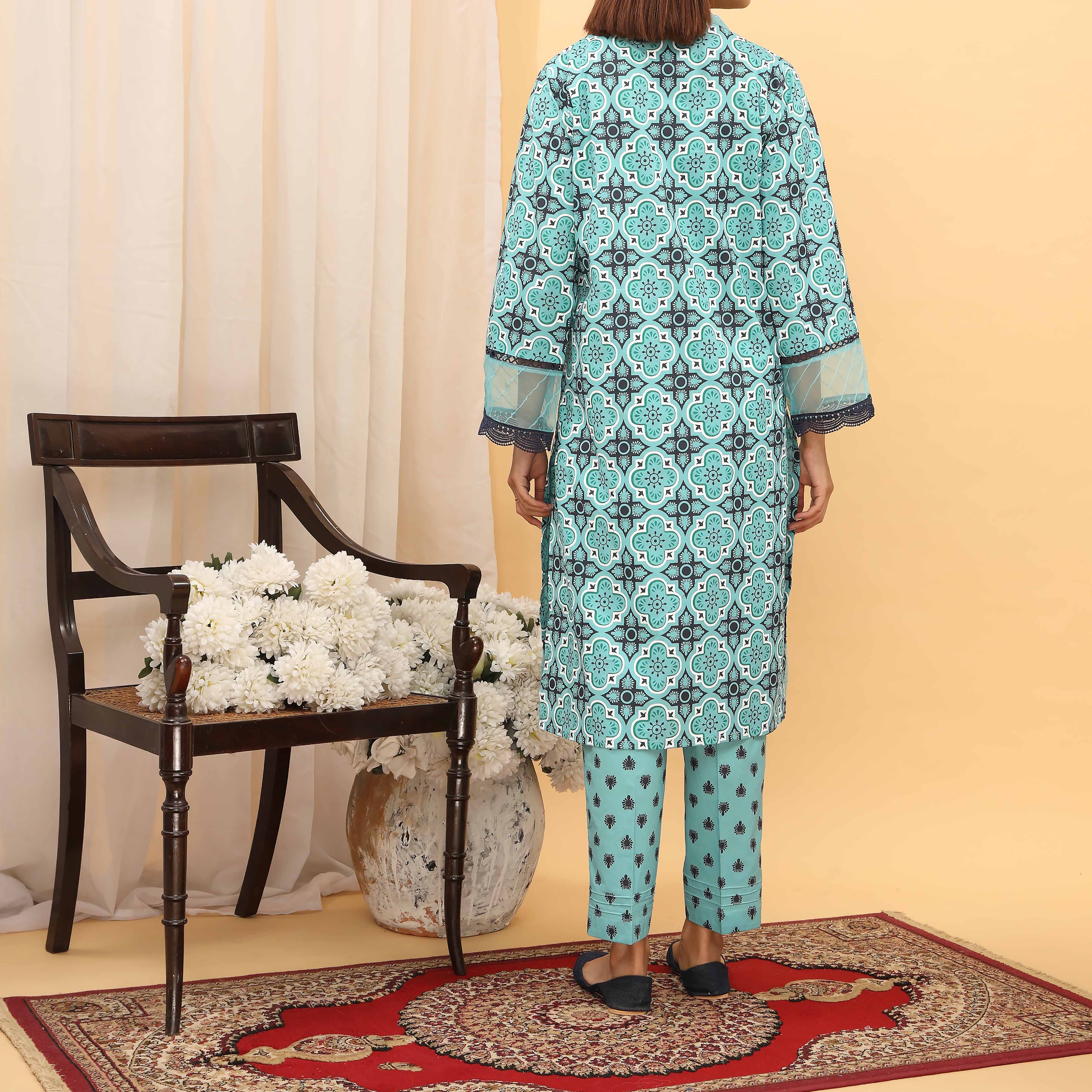2PC- Screen Printed Suit PS5087 - Image 3