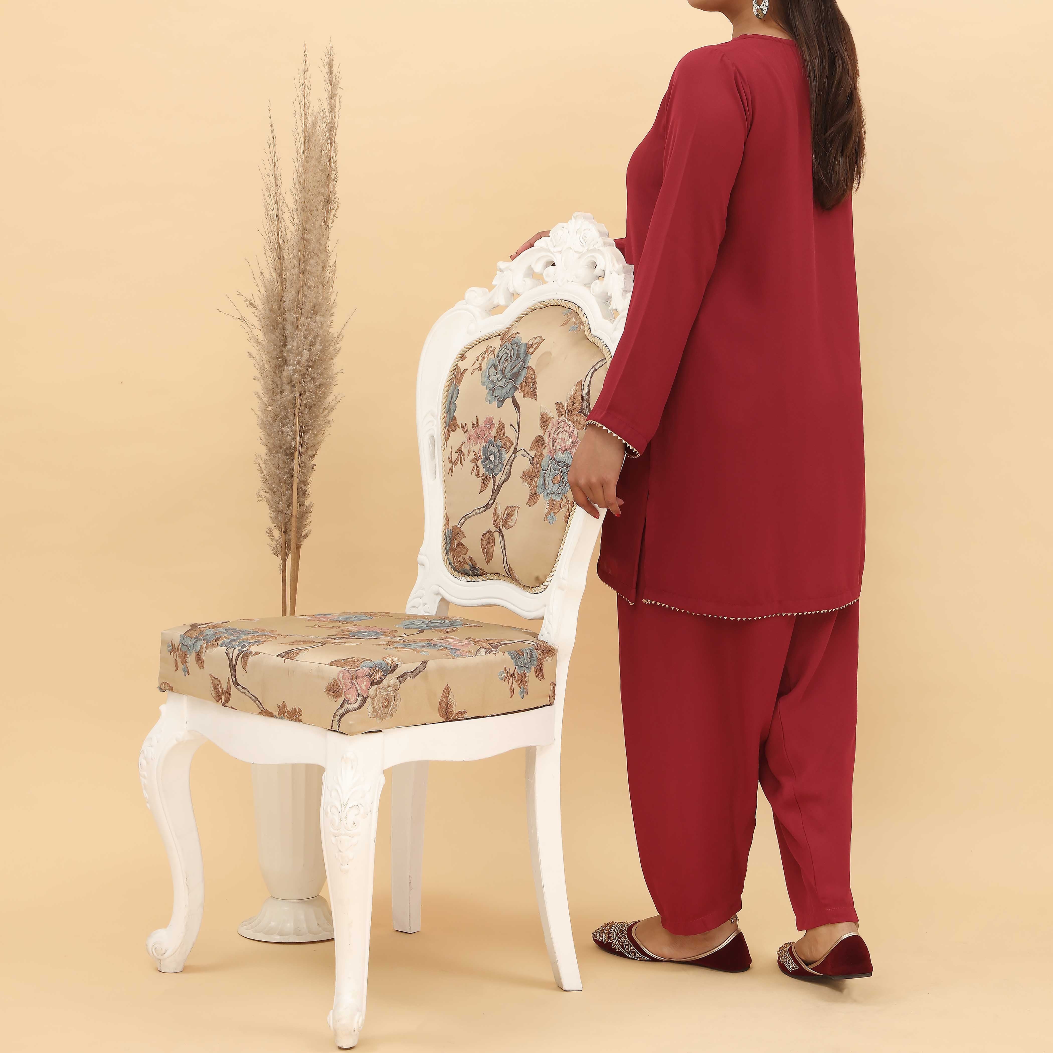 2PC- Sequins Embroidered Grip Silk Suit PS5028 - Image 3