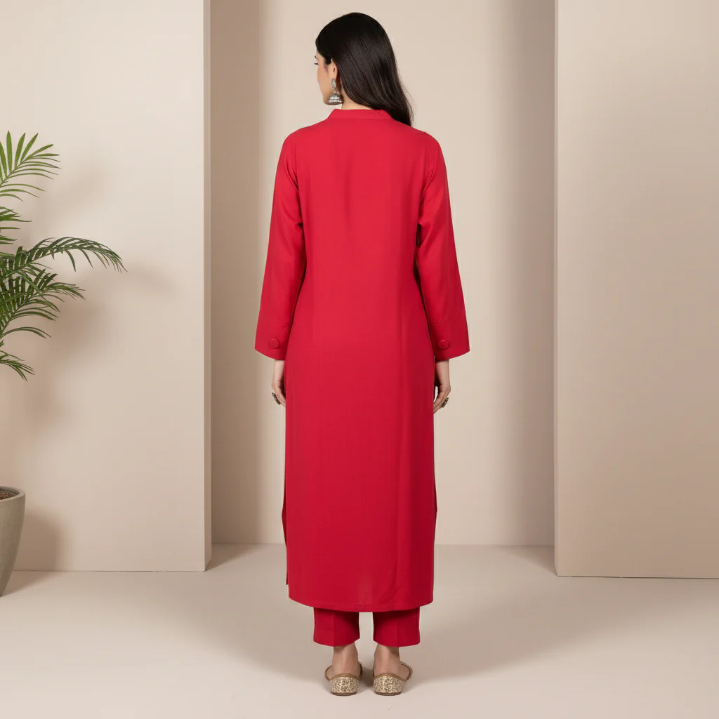 2PC Solid Dyed Slub Khaddar Suit PW5182 - Image 4