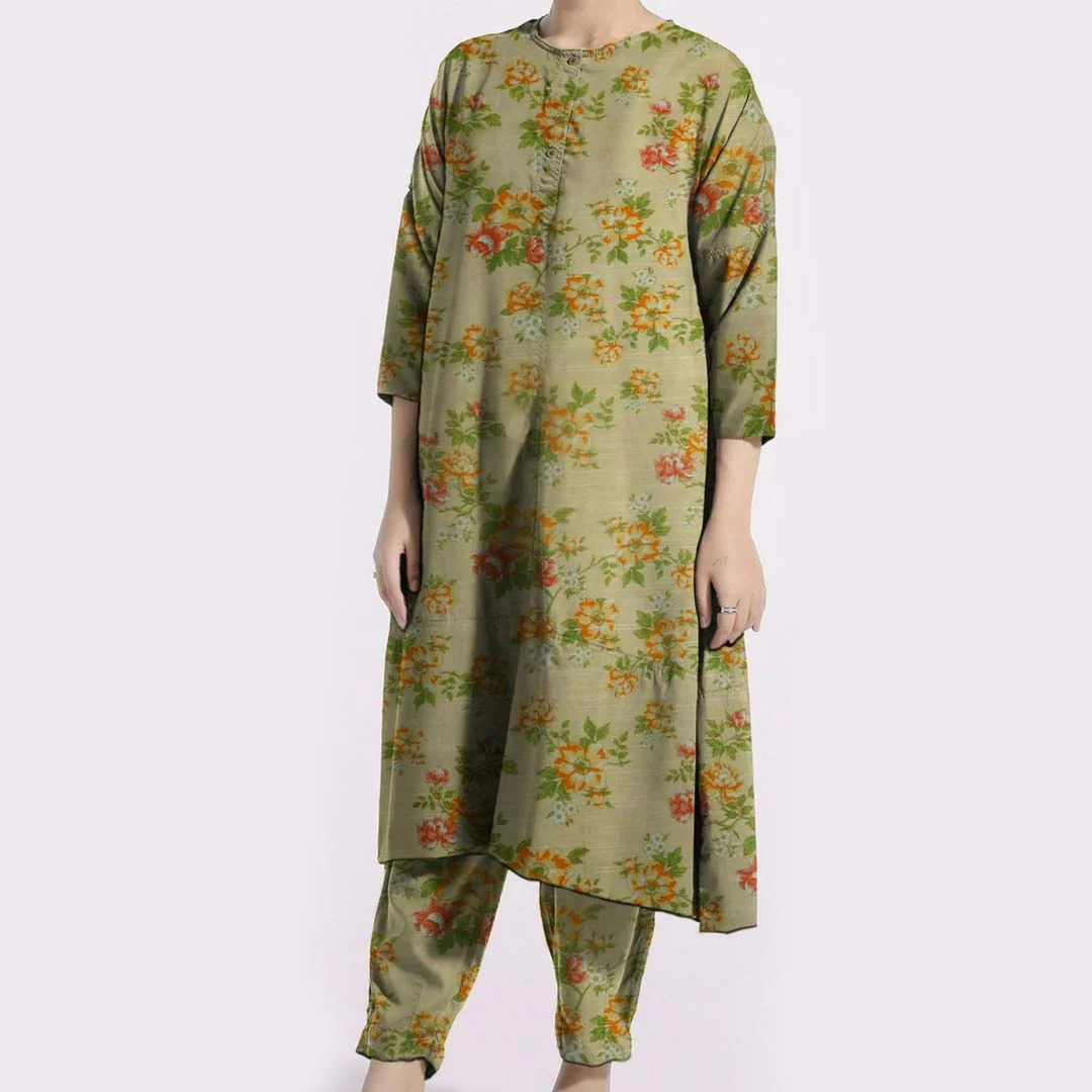 2PC- Unstitched Digital Printed Khaddar Suit PW9310