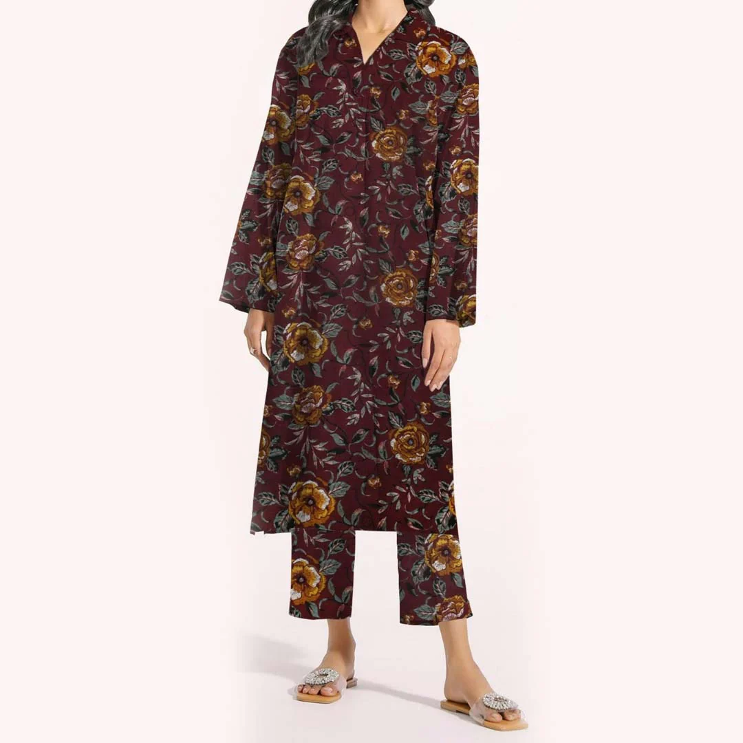 2PC- Unstitched Printed Khaddar Suit PW9346