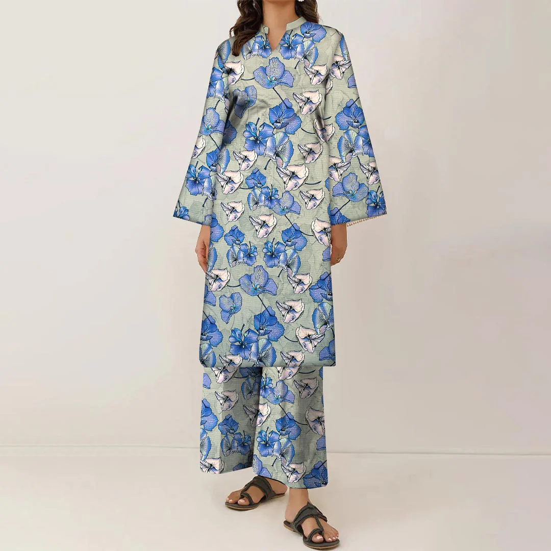2PC- Unstitched Digital Printed Linen Suit PW9464