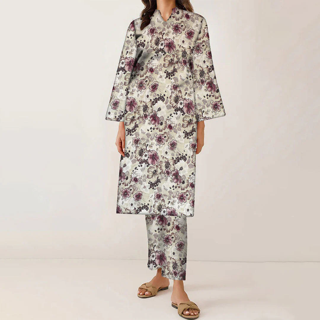 2PC- Unstitched Digital Printed Linen Suit PW9485