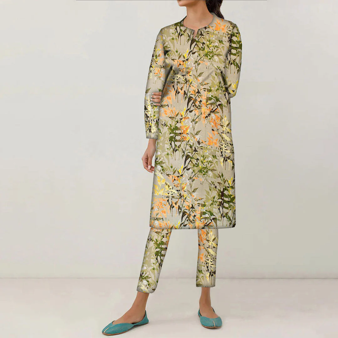 2PC- Unstitched Digital Printed Linen Suit PW9487