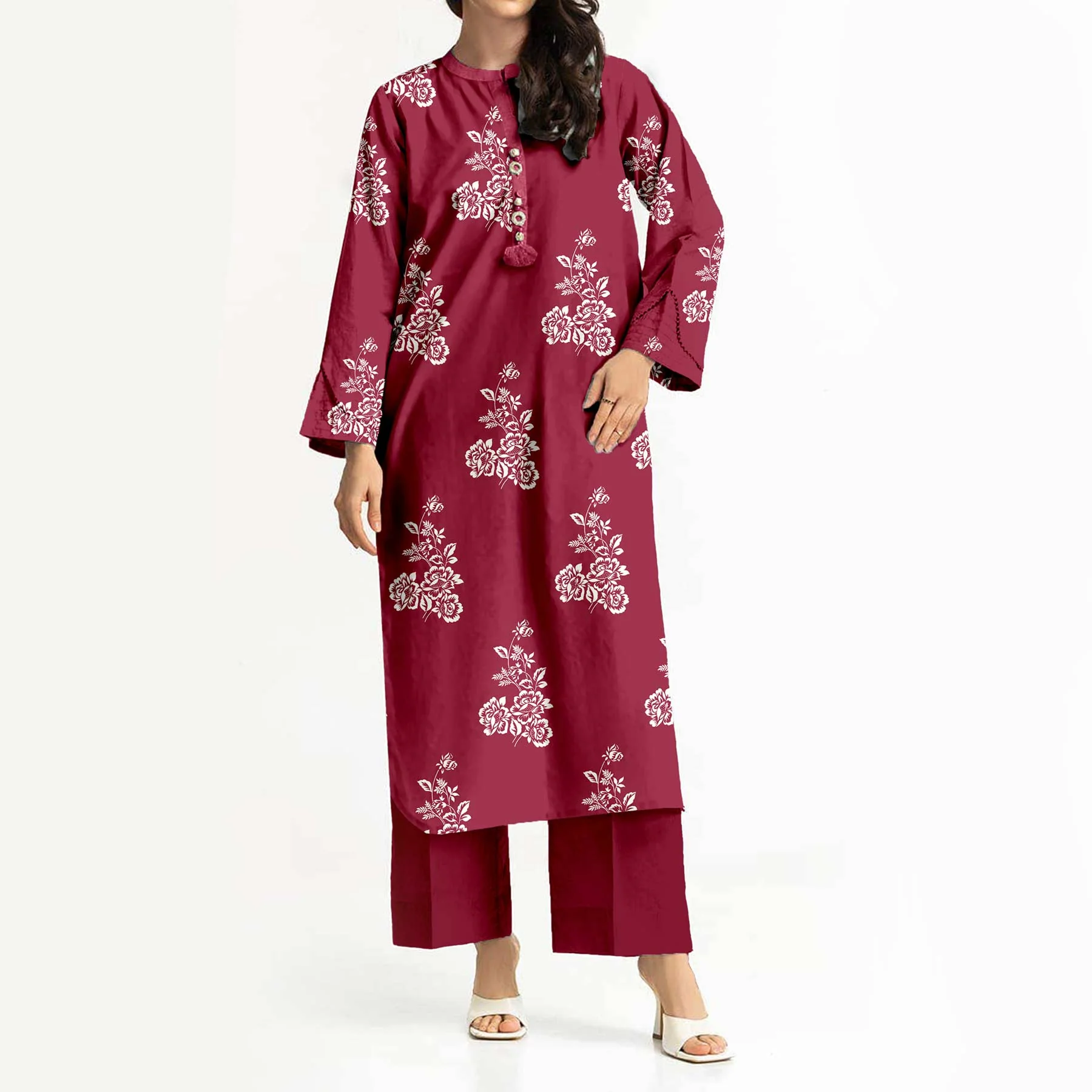 2PC- Unstitched Printed Cotton Cambric suit US5485 - Image 2