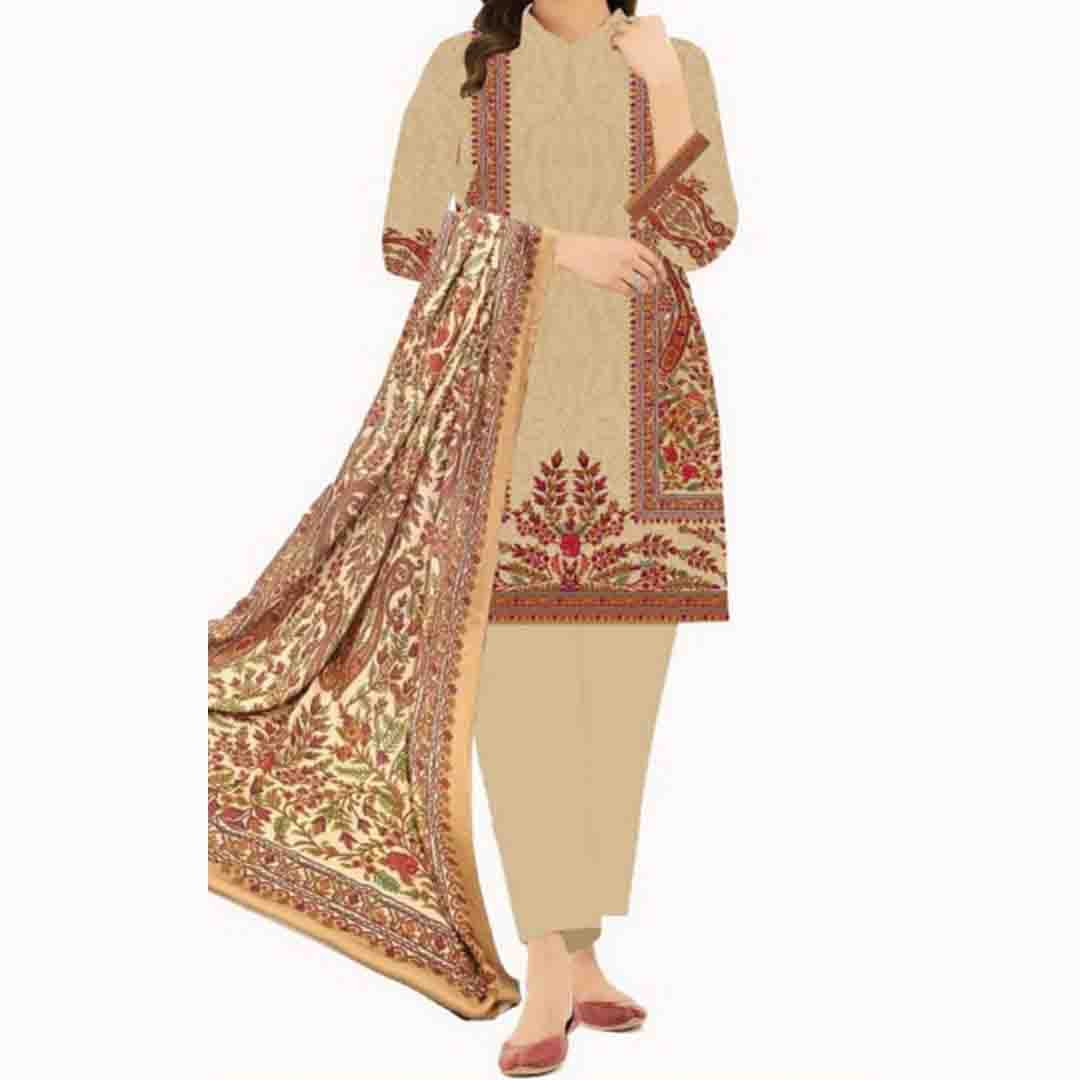 2PC- Unstitched Printed Khaddar Suit PW3417