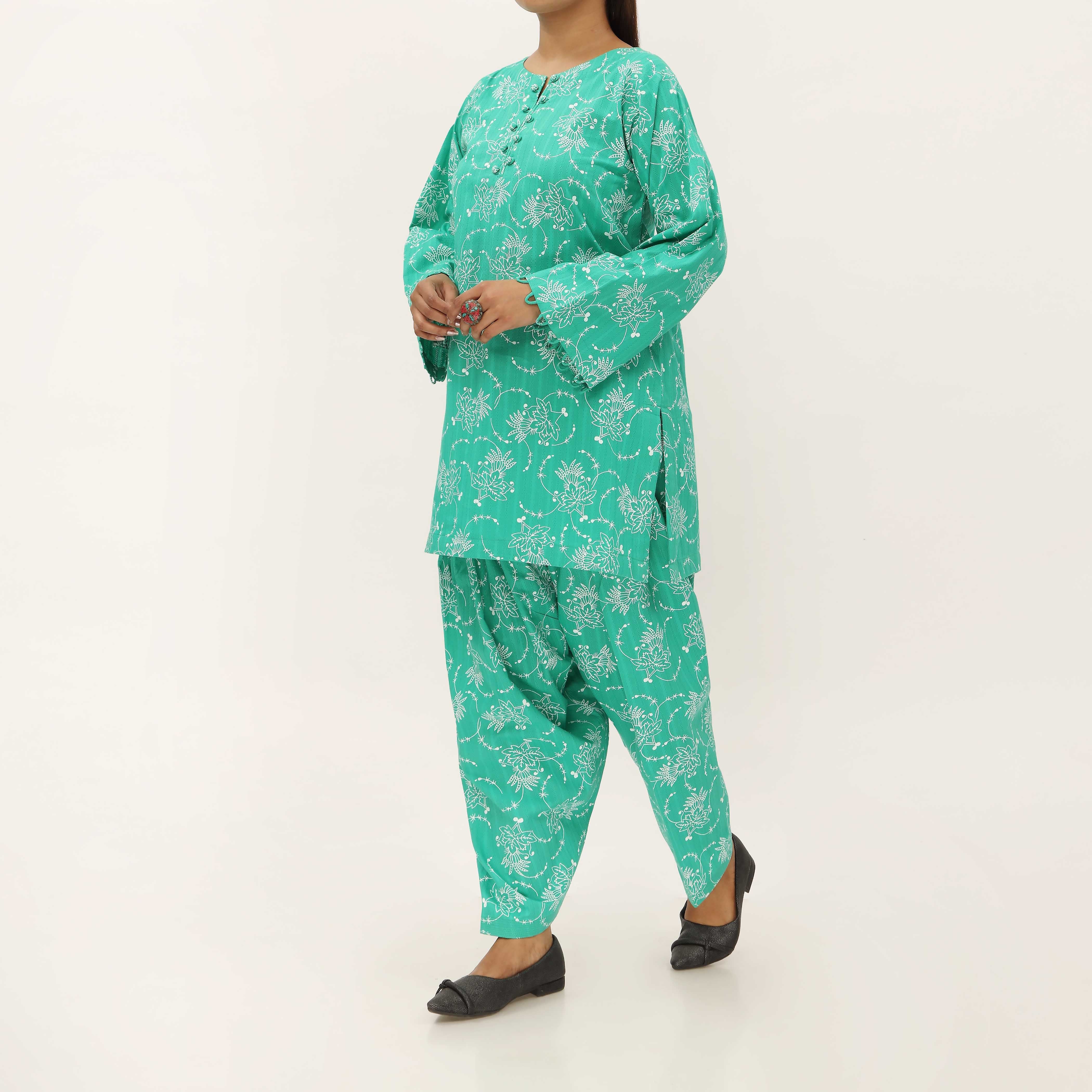 2PC- Unstitched Screen Printed Cotton Suit US5285 - Image 2