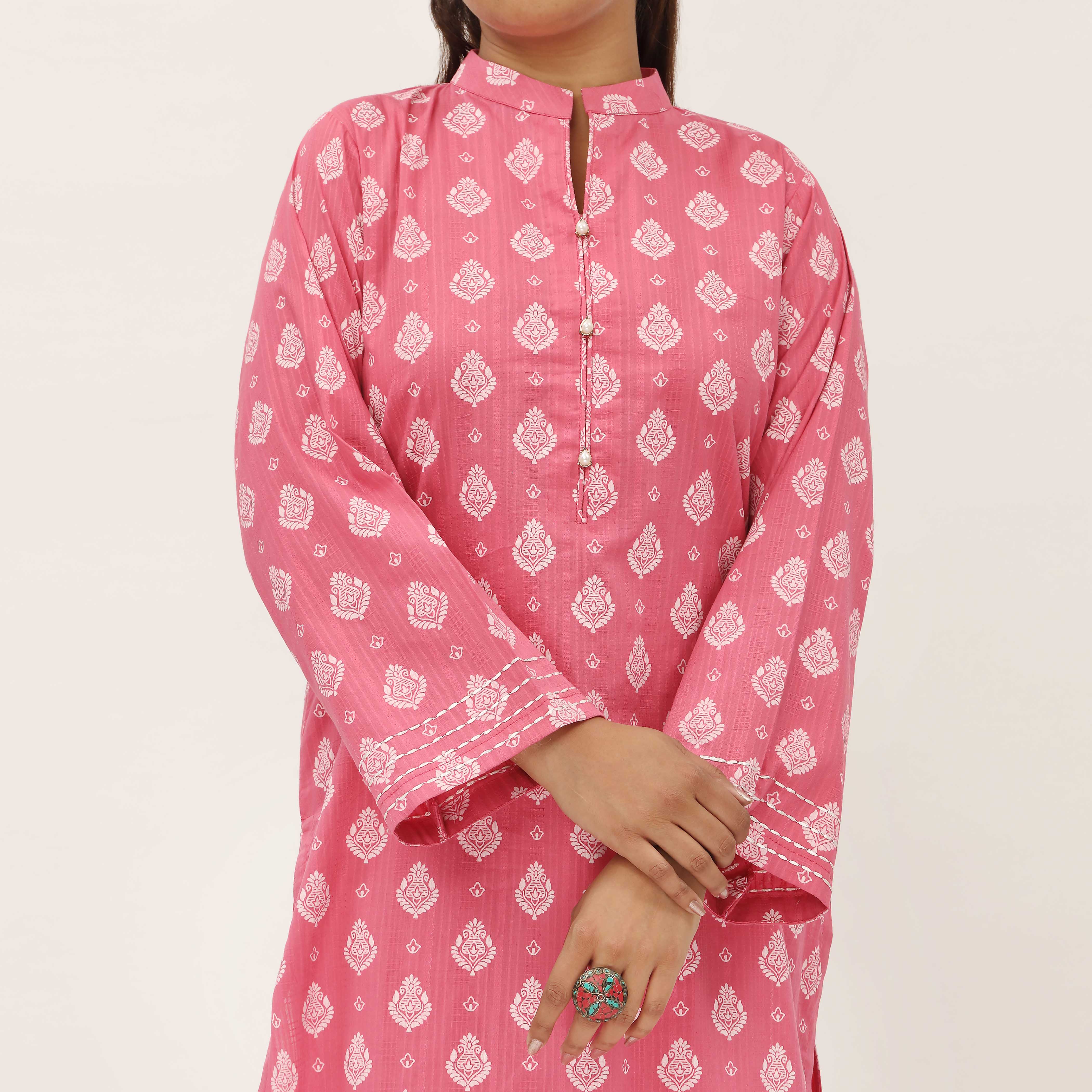 2PC- Unstitched Screen Printed Cotton Suit US5310 - Image 4