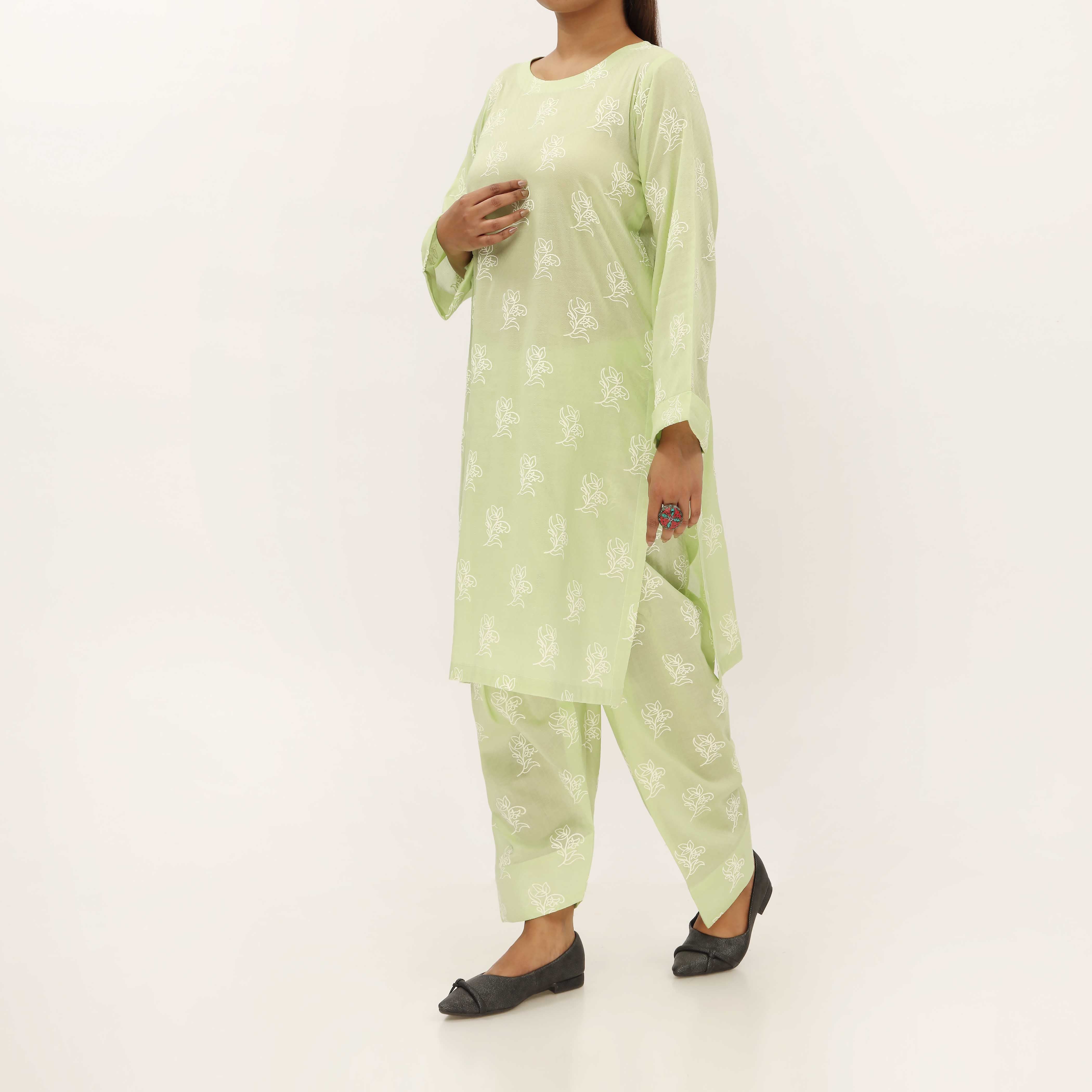 2PC- Unstitched Screen Printed Cotton Suit US5312 - Image 2