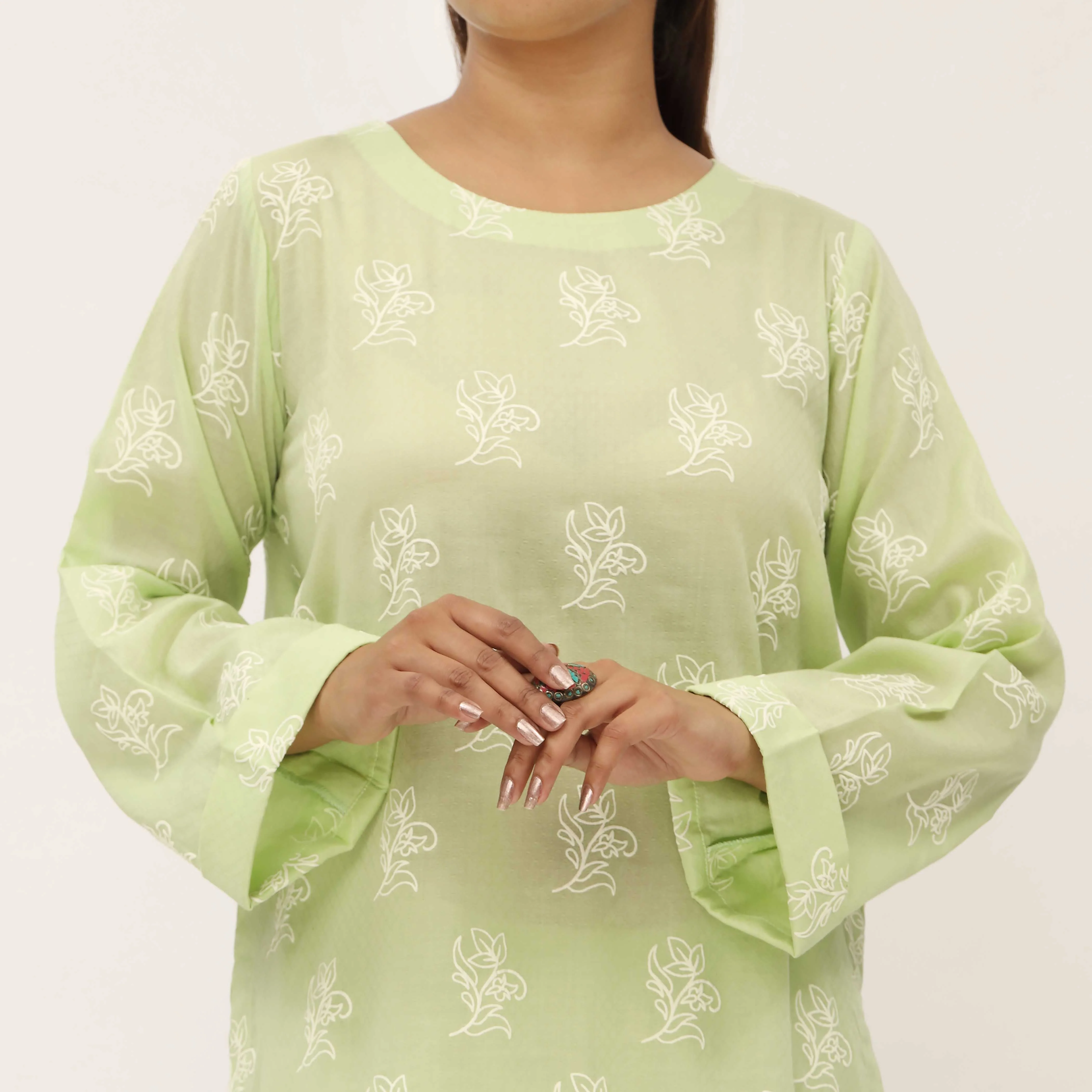 2PC- Unstitched Screen Printed Cotton Suit US5312 - Image 4
