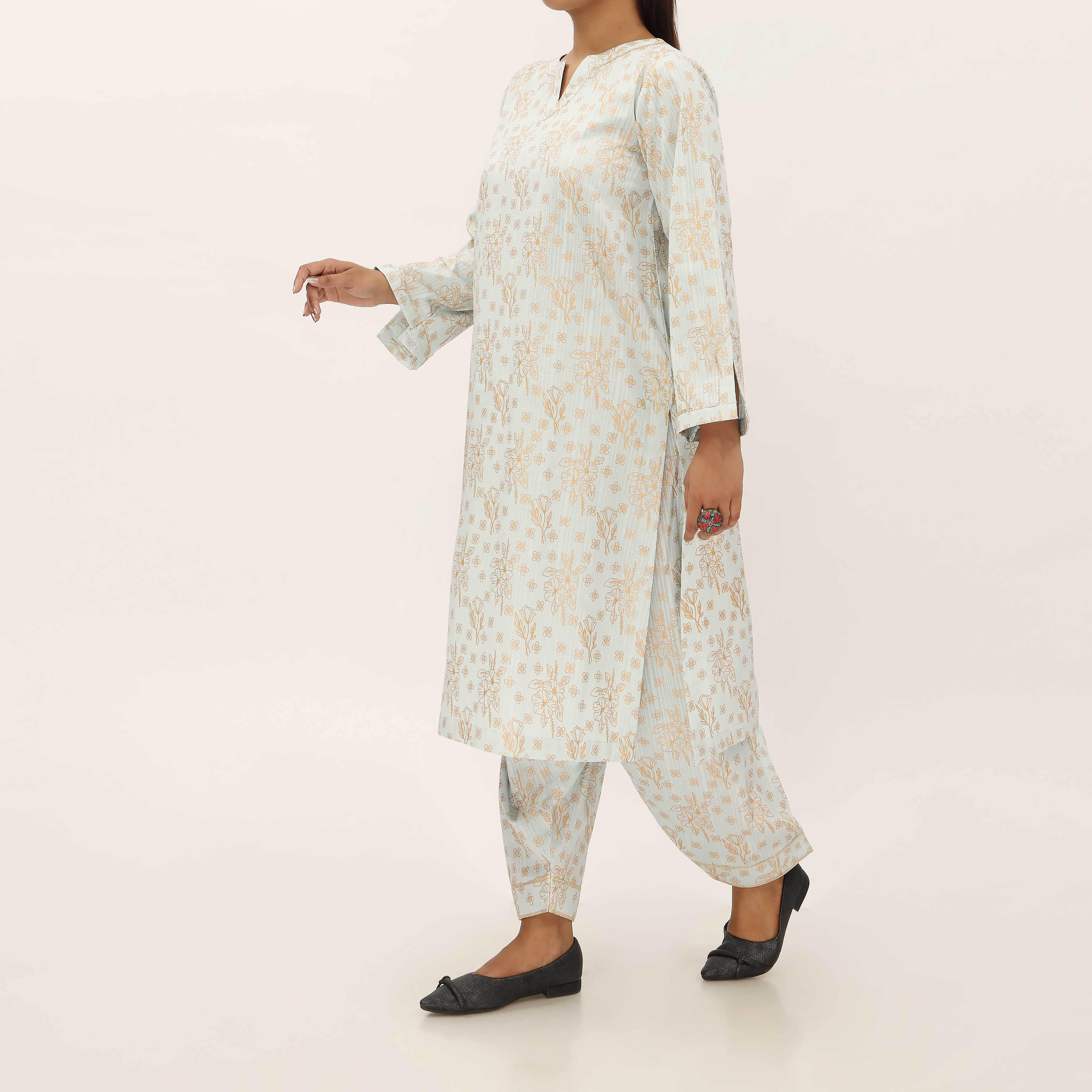 2PC- Unstitched Screen Printed Cotton Suit US5319 - Image 3