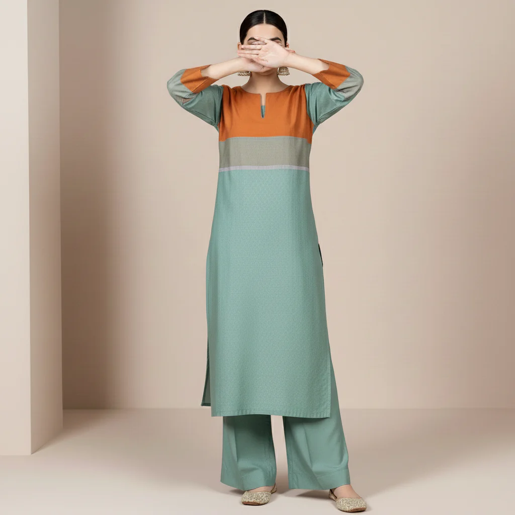 2PC Yarn Dyed Viscose Staple Suit PW5175 - Image 2