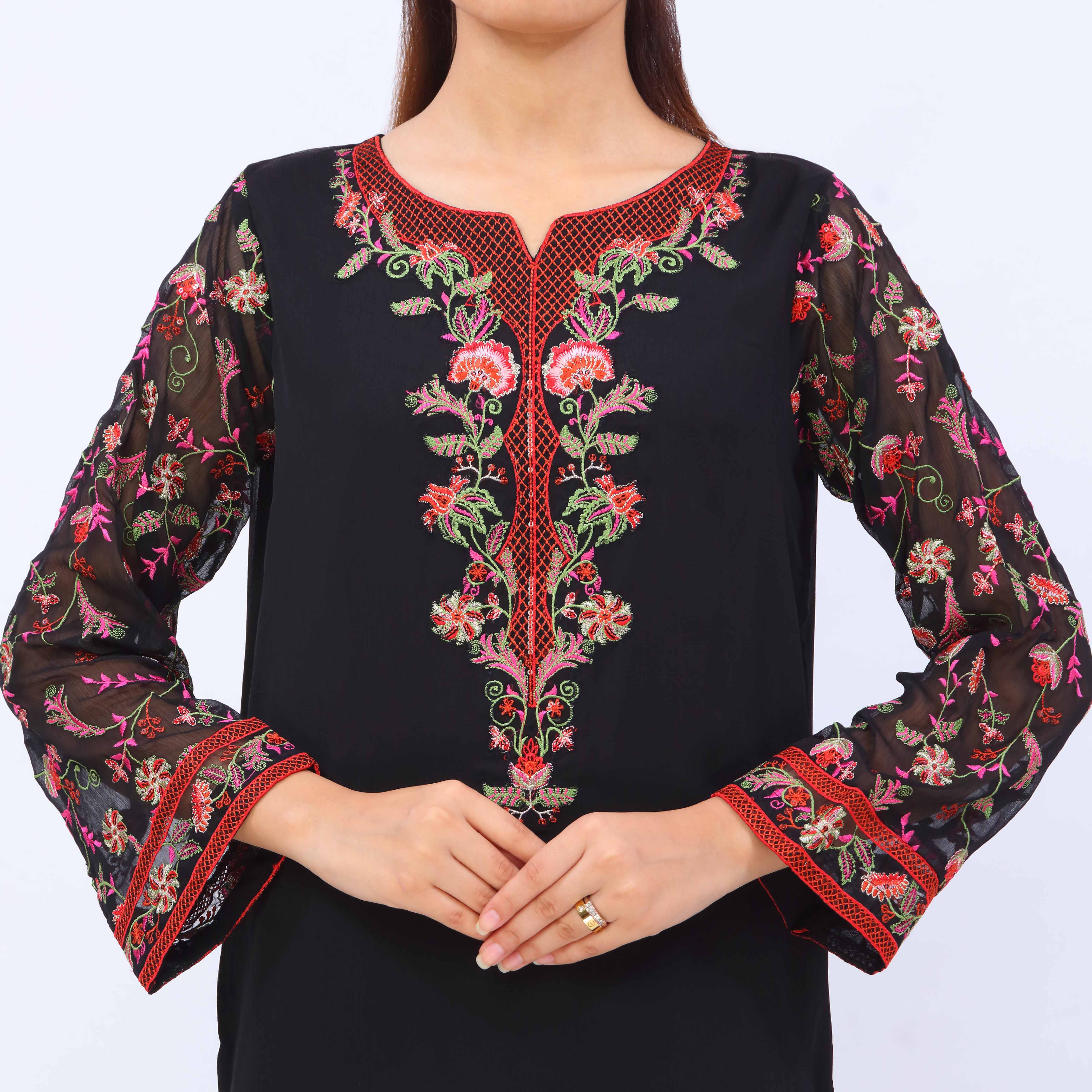 3 PC- Crincle Chiffon Embroiderd Suit PS5280 - Image 3