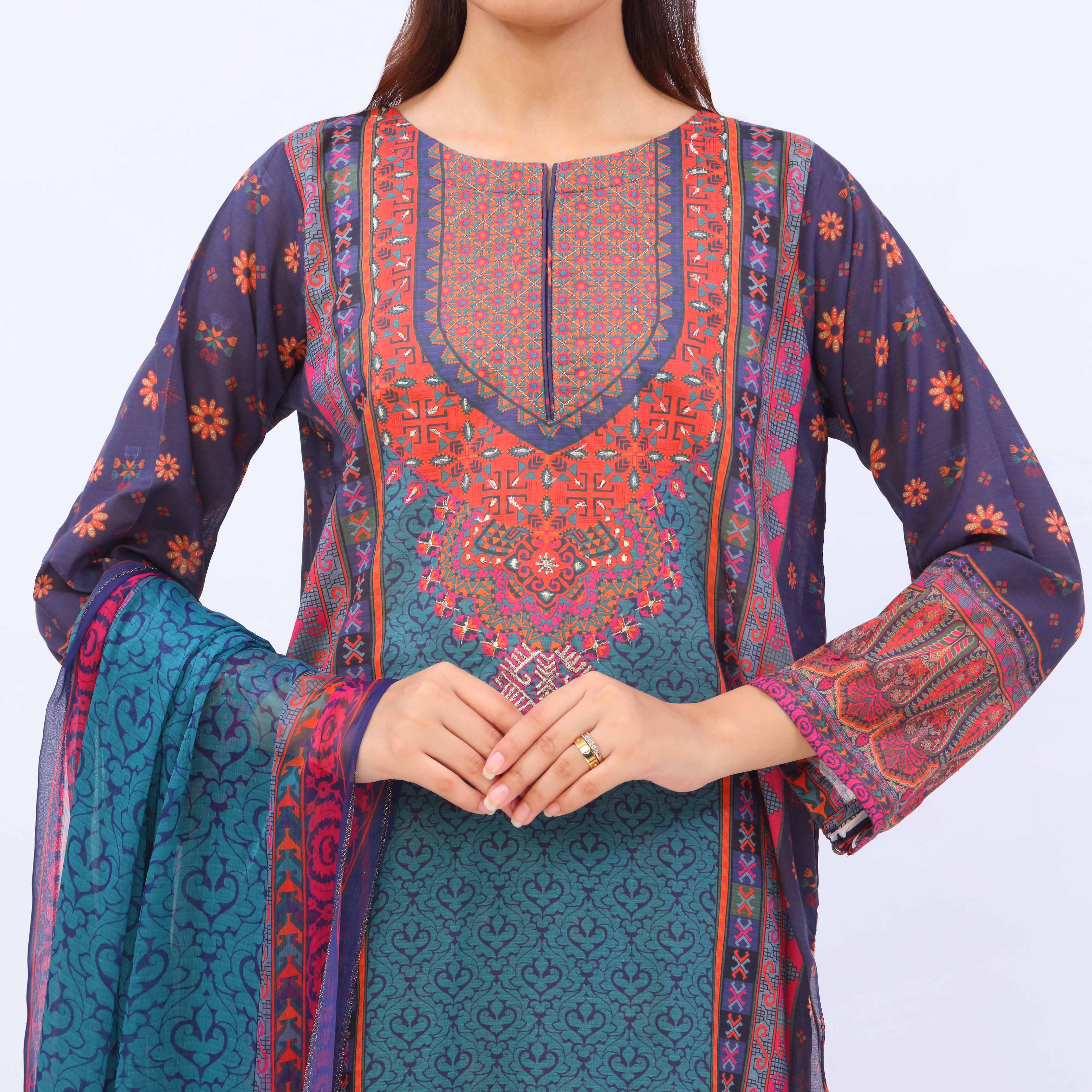 3 PC- Digital Printed Lawn Suit PS5419 - Image 3