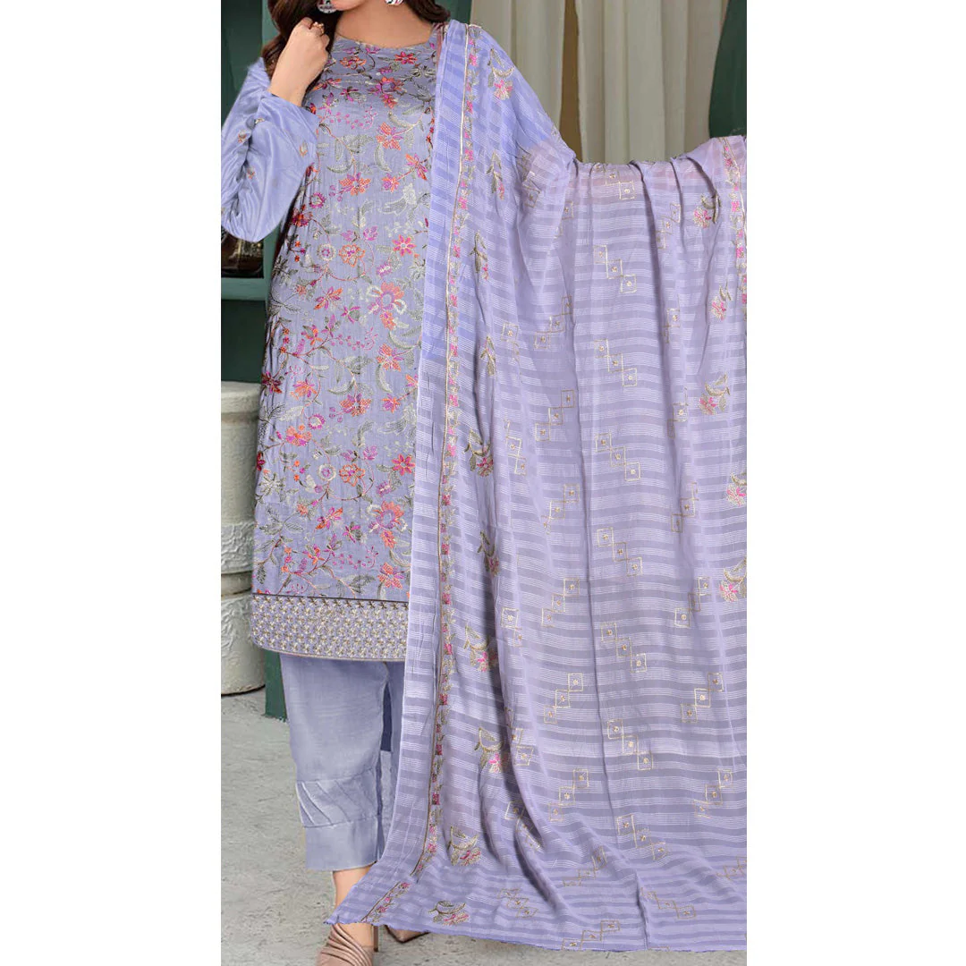 3PC Unstitched Embroidered Suit US5491 - Image 5