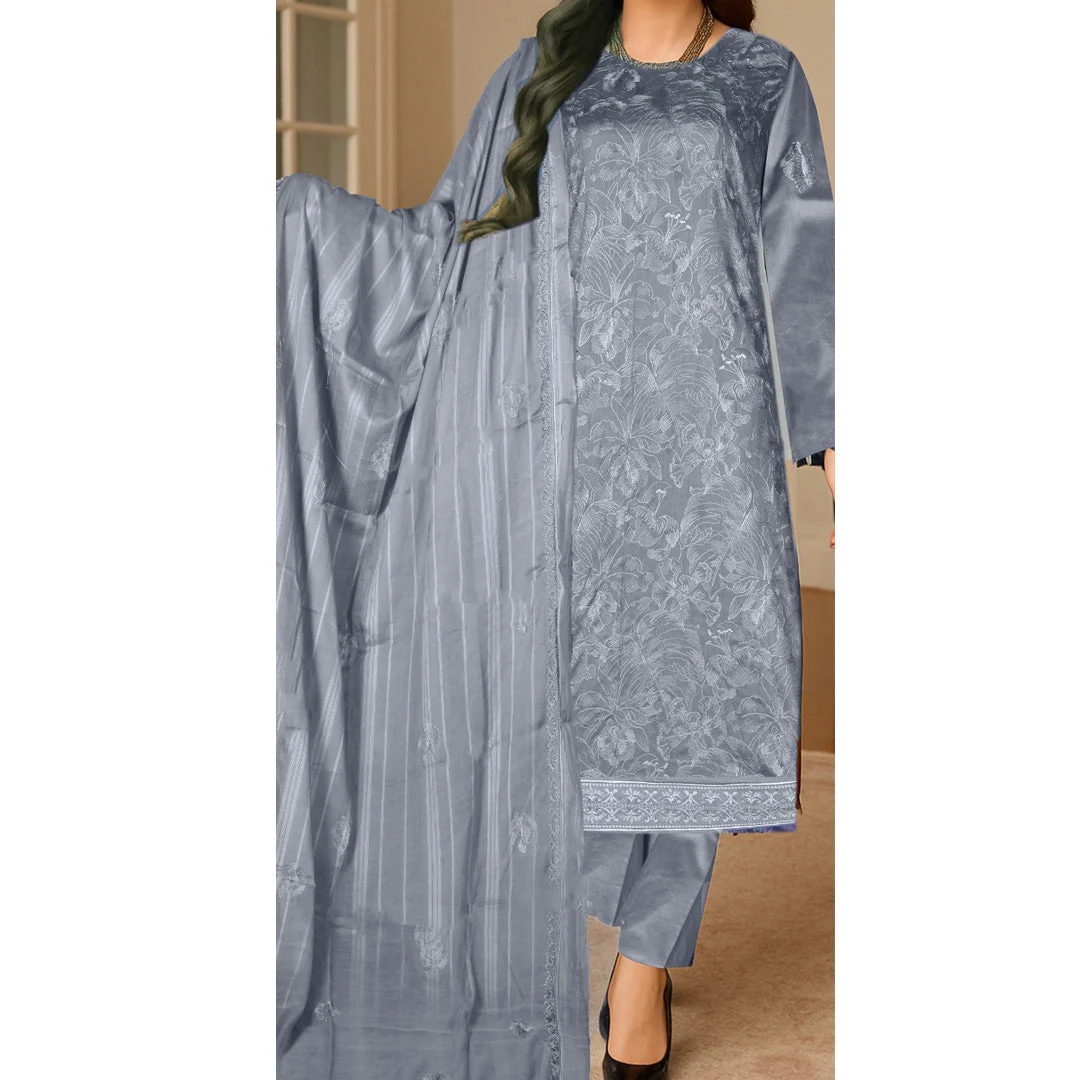 3PC Unstitched Embroidered Suit US5493 - Image 5