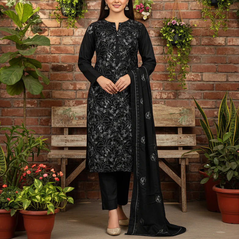 3PC Unstitched Embroidered Suit US5494 - Image 2